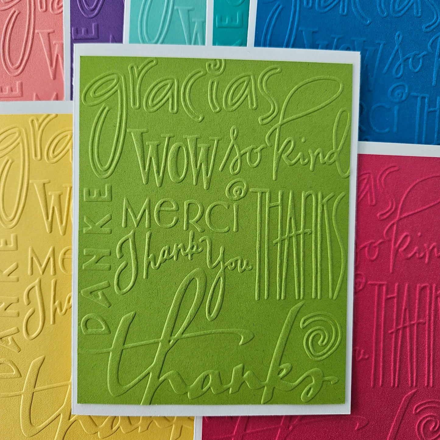 Handmade Thank You Note Cards – Assorted Embossed Bright Colors (Set of 10)