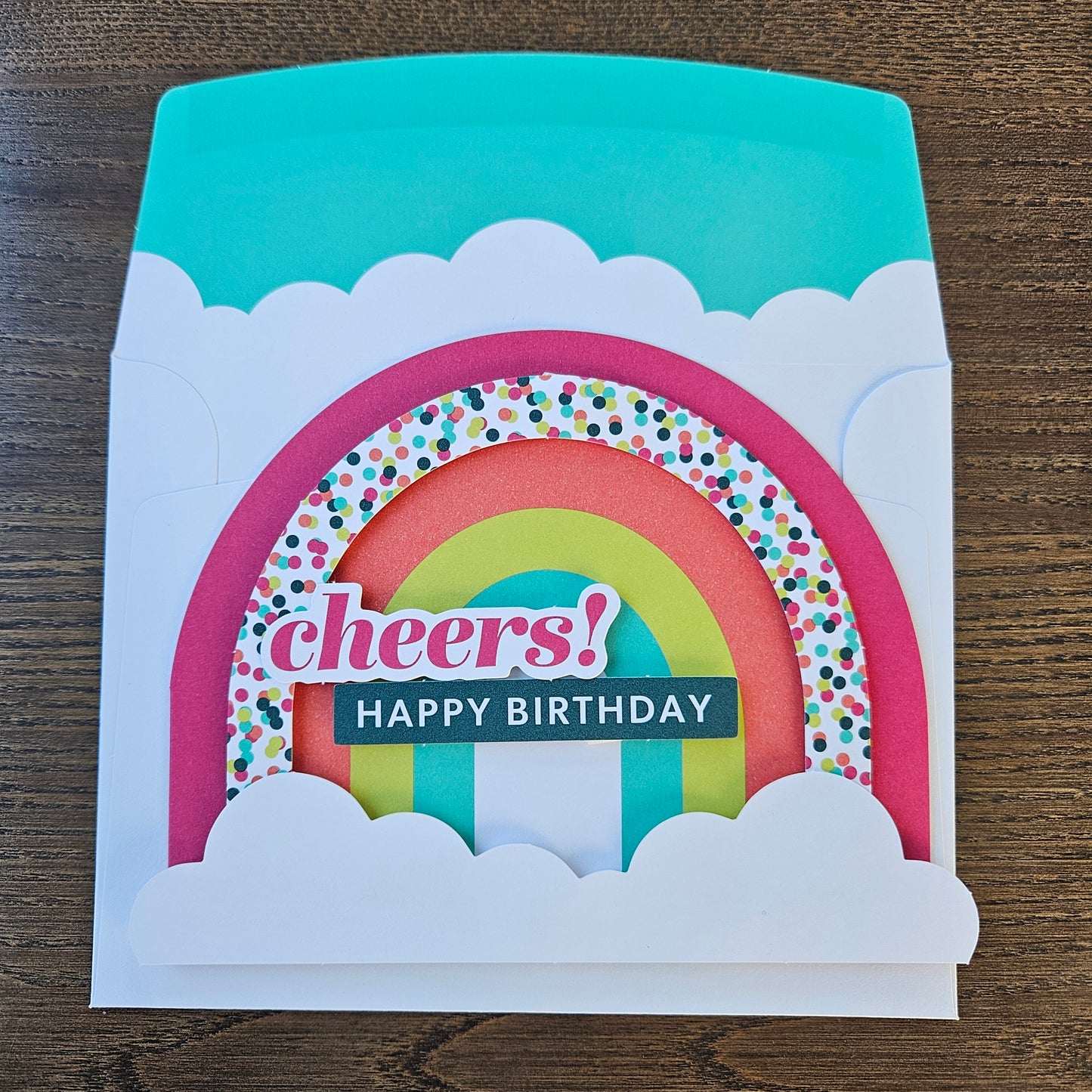 Handmade Birthday Cards, Colorful Stamped, Die-Cut Rainbow Greeting Cards, Assorted Layered 3 Card Set, Rainbow Celebration