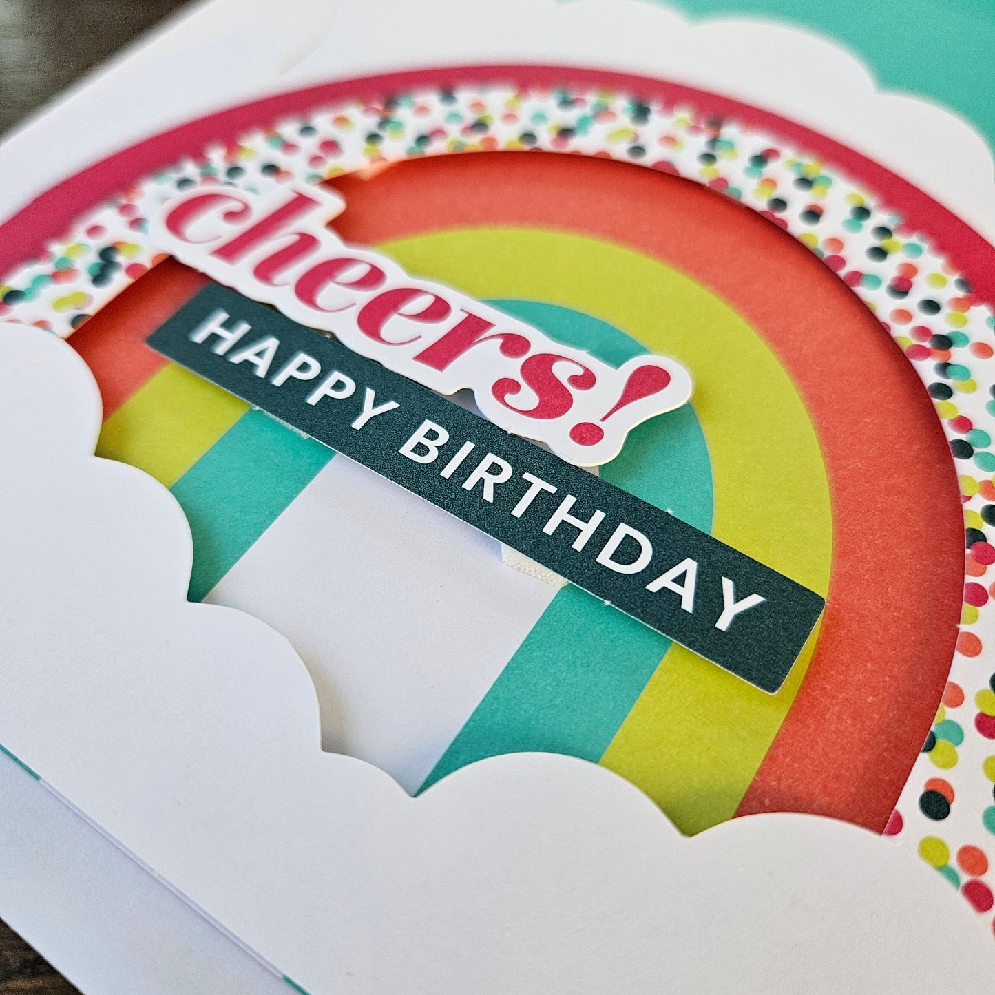Handmade Birthday Cards, Colorful Stamped, Die-Cut Rainbow Greeting Cards, Assorted Layered 3 Card Set, Rainbow Celebration