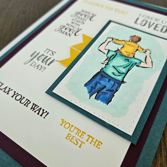 Handmade Father's Day Card, Hand-Colored, Stamped, Heartfelt Birthday Card, Personalized Gift for Him, Good Dad, Good Man, StepDad Card Tiddly Pom Cards