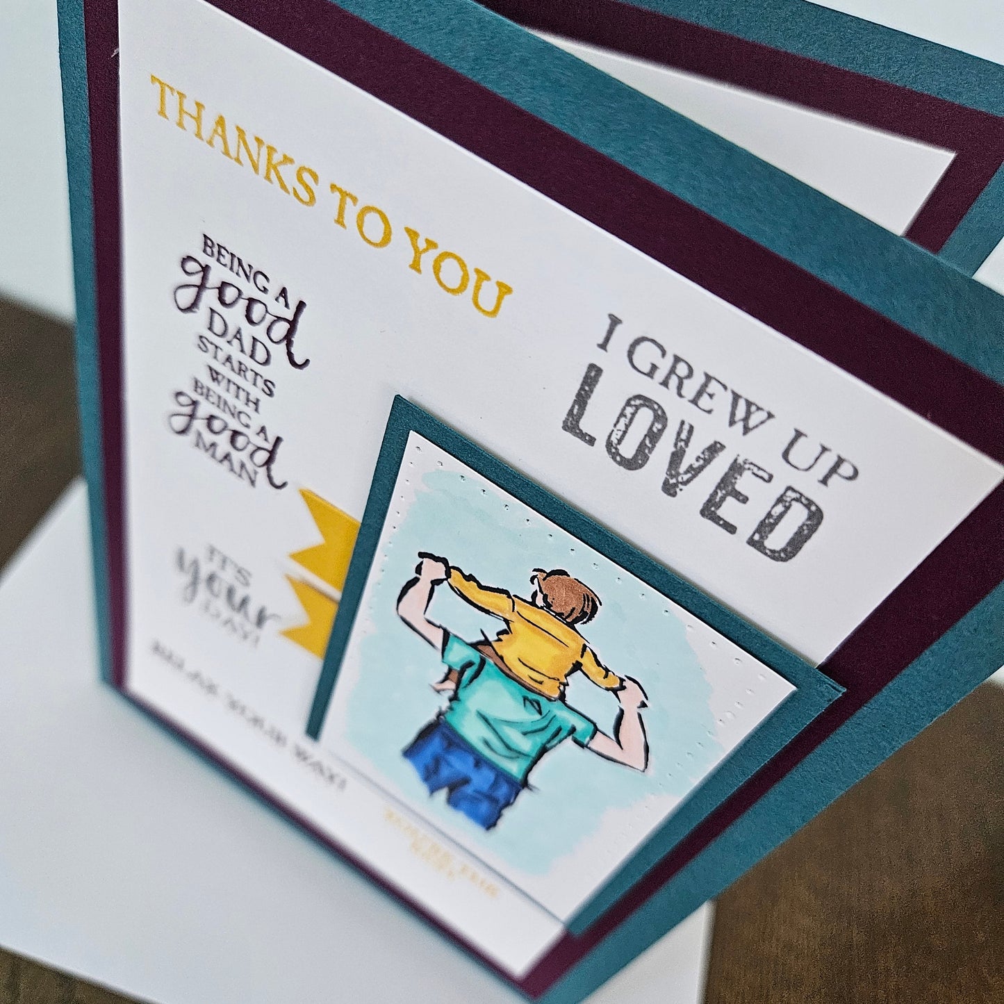 Handmade Father's Day Card, Hand-Colored, Stamped, Heartfelt Birthday Card, Personalized Gift for Him, Good Dad, Good Man, StepDad Card Tiddly Pom Cards