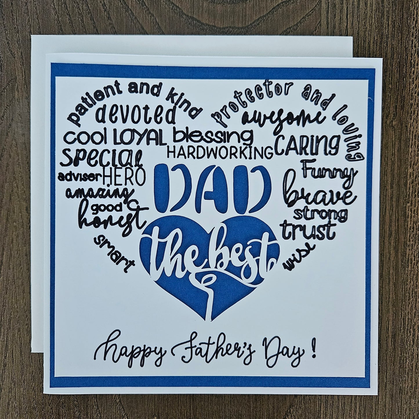 Handmade Father’s Day Card – Best DAD - Die-Cut - Word Art Greeting Card - Personalized Gift For Him, Stepdad, Bonus Dad - Multiple Colors