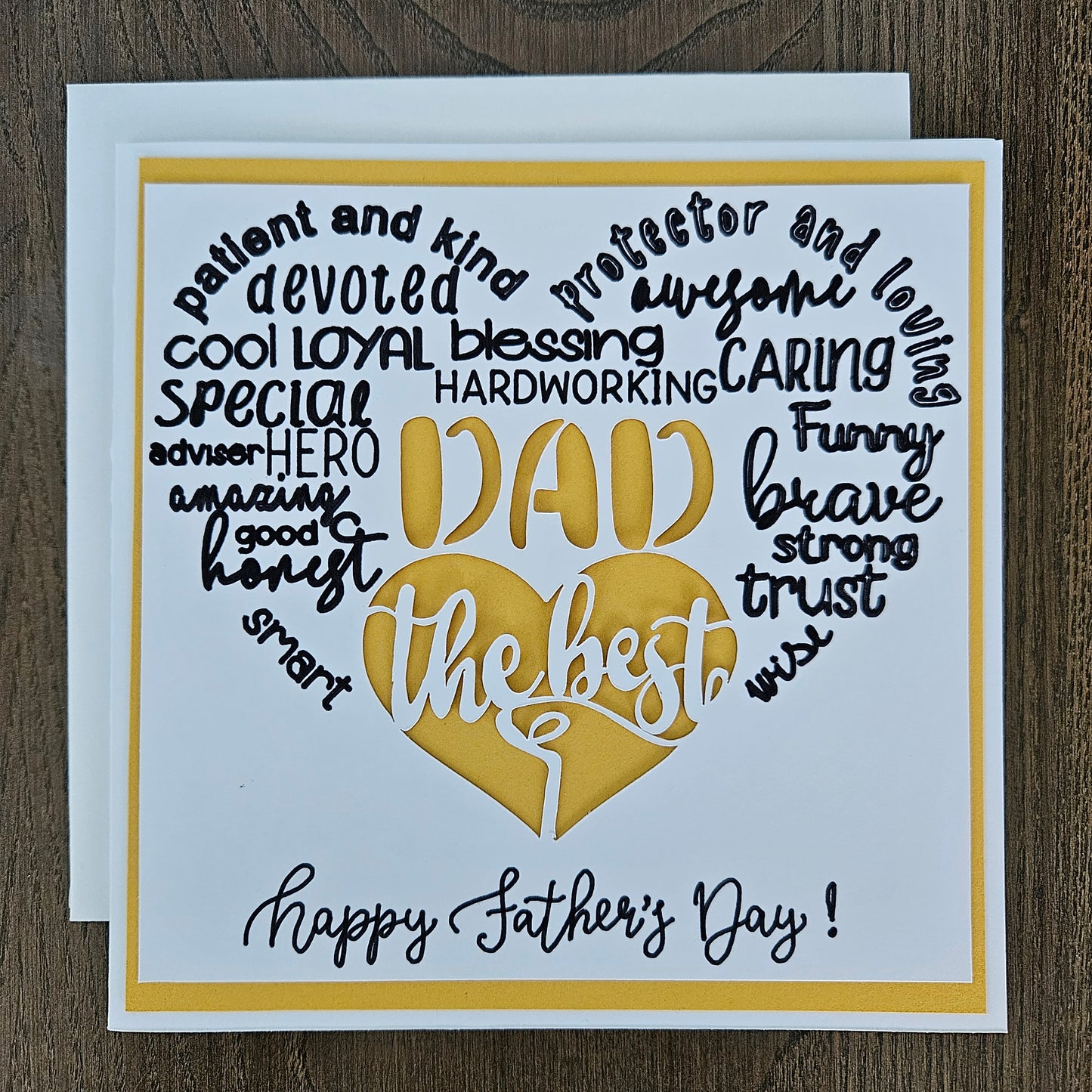Handmade Father’s Day Card – Best DAD - Die-Cut - Word Art Greeting Card - Personalized Gift For Him, Stepdad, Bonus Dad - Multiple Colors