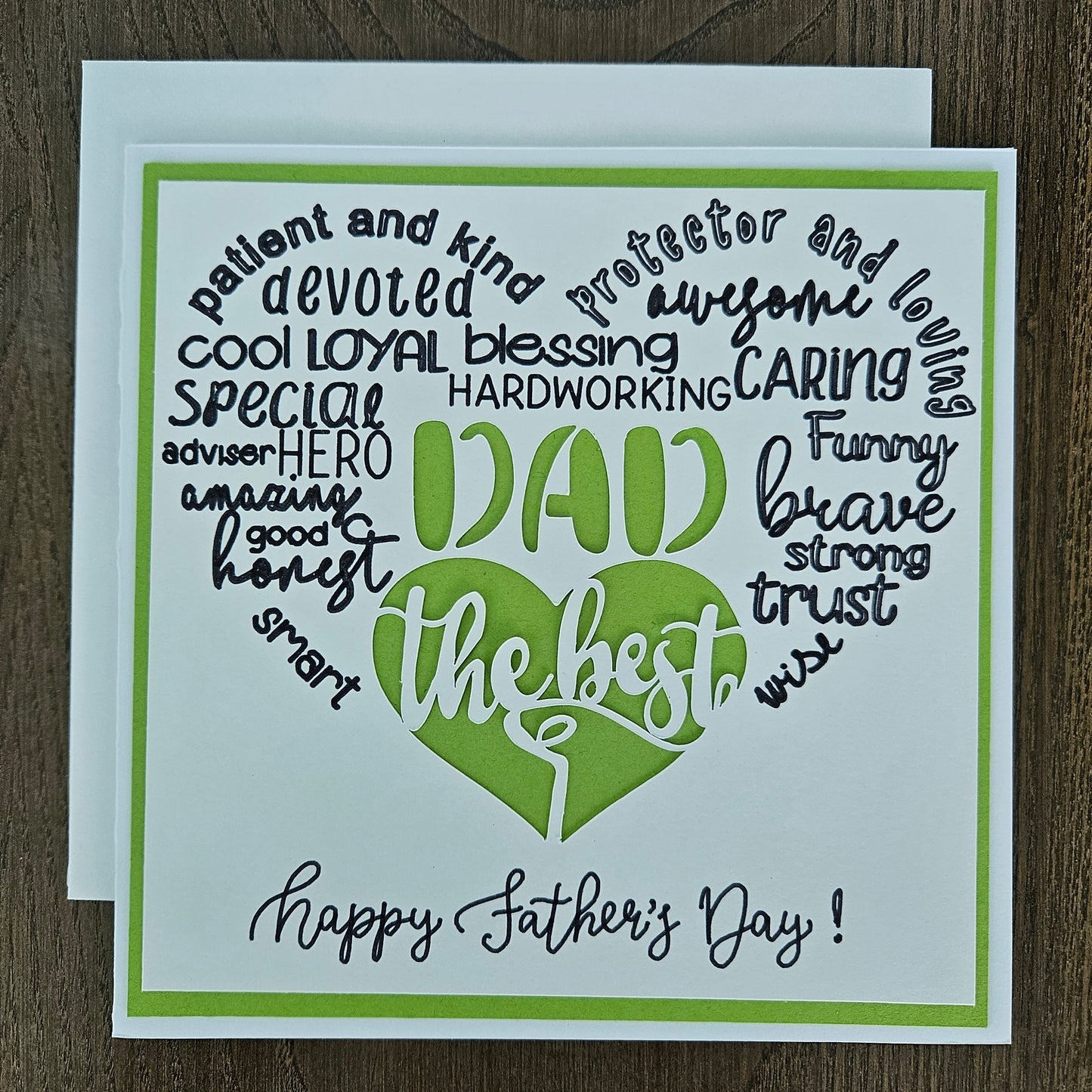 Handmade Father’s Day Card – Best DAD - Die-Cut - Word Art Greeting Card - Personalized Gift For Him, Stepdad, Bonus Dad - Multiple Colors