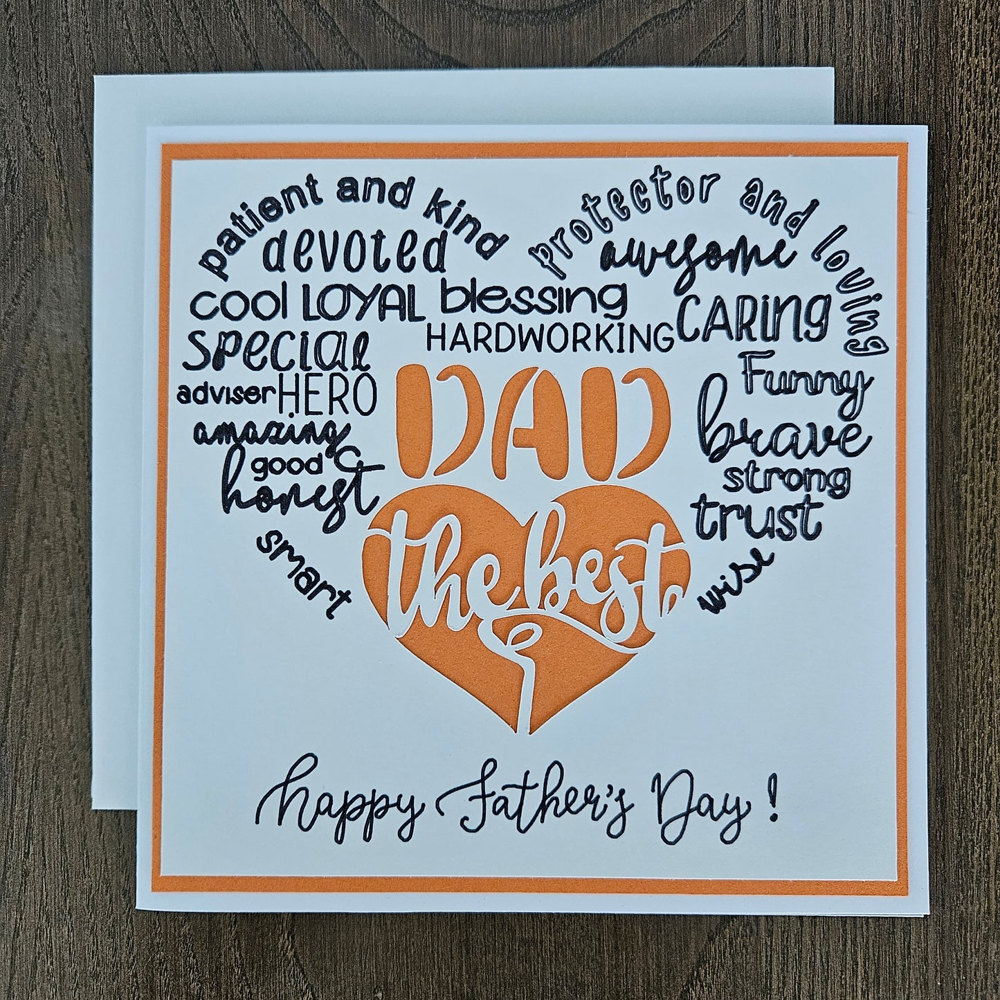 Handmade Father’s Day Card – Best DAD - Die-Cut - Word Art Greeting Card - Personalized Gift For Him, Stepdad, Bonus Dad - Multiple Colors