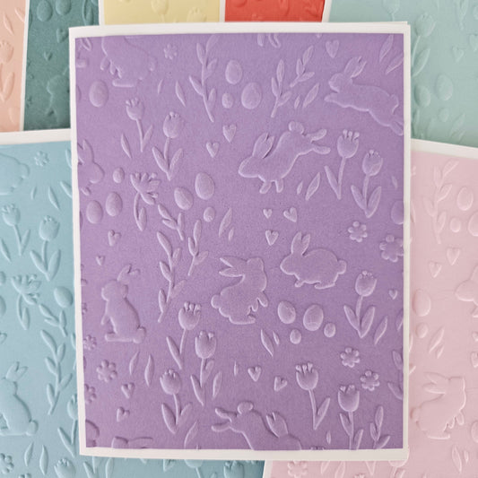 Handmade Note Card Bundle, Embossed Easter Greeting Cards, Handmade Pastel Easter Stationery, Set of 10 Tiddly Pom Cards