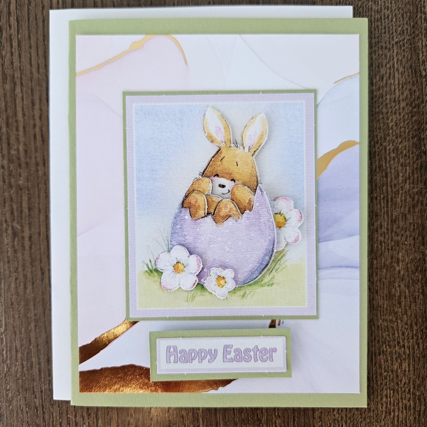 Handmade Easter Card, 3D Decoupage, Personalized Greeting Card, Pastel Easter Bunny, Happy Easter Gift For Animal Lovers