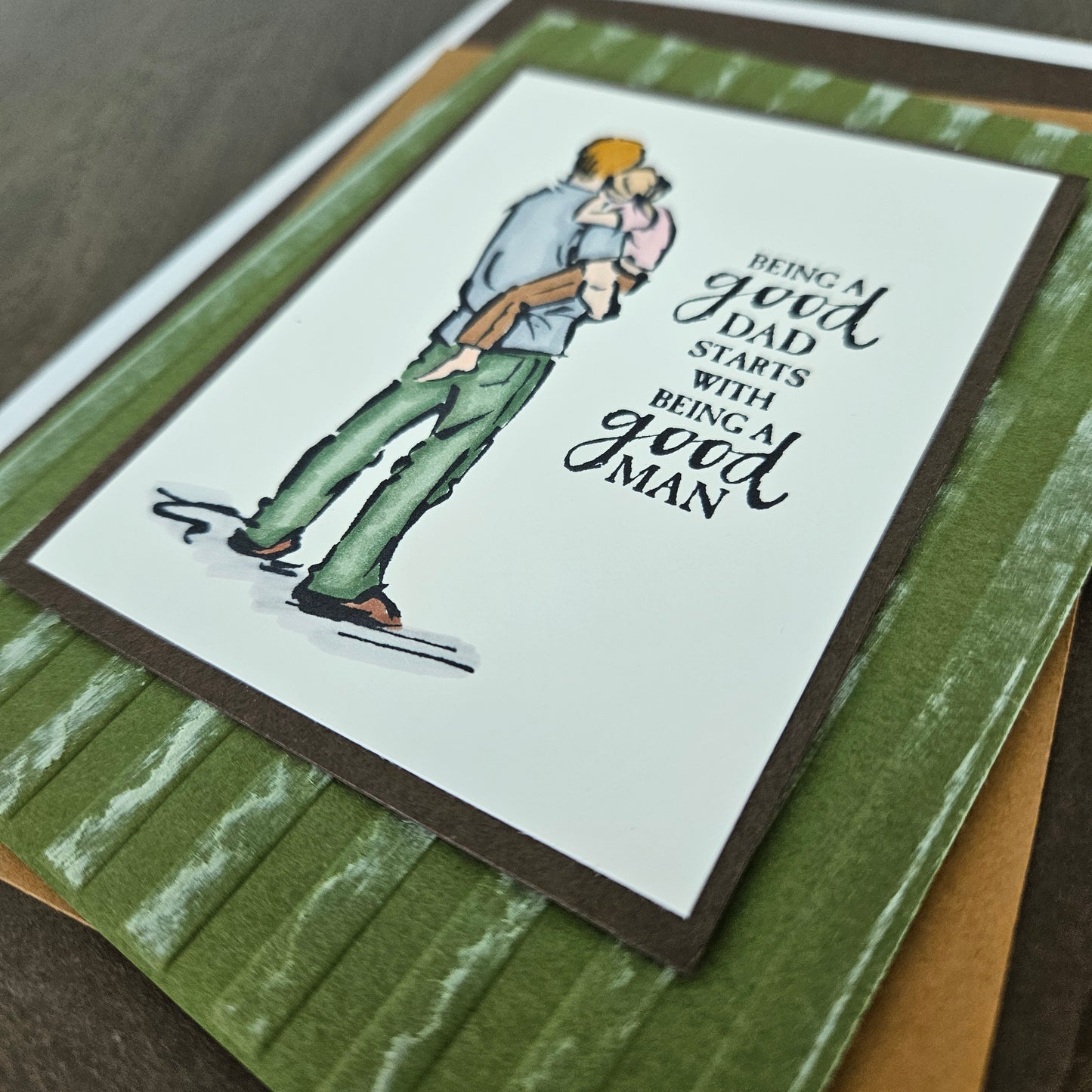 Handmade Birthday Card For Dad, Hand-Colored, Stamped Design, Custom Heartfelt Greeting Card, Personalized Gift For Him, Good Dad, Good Man