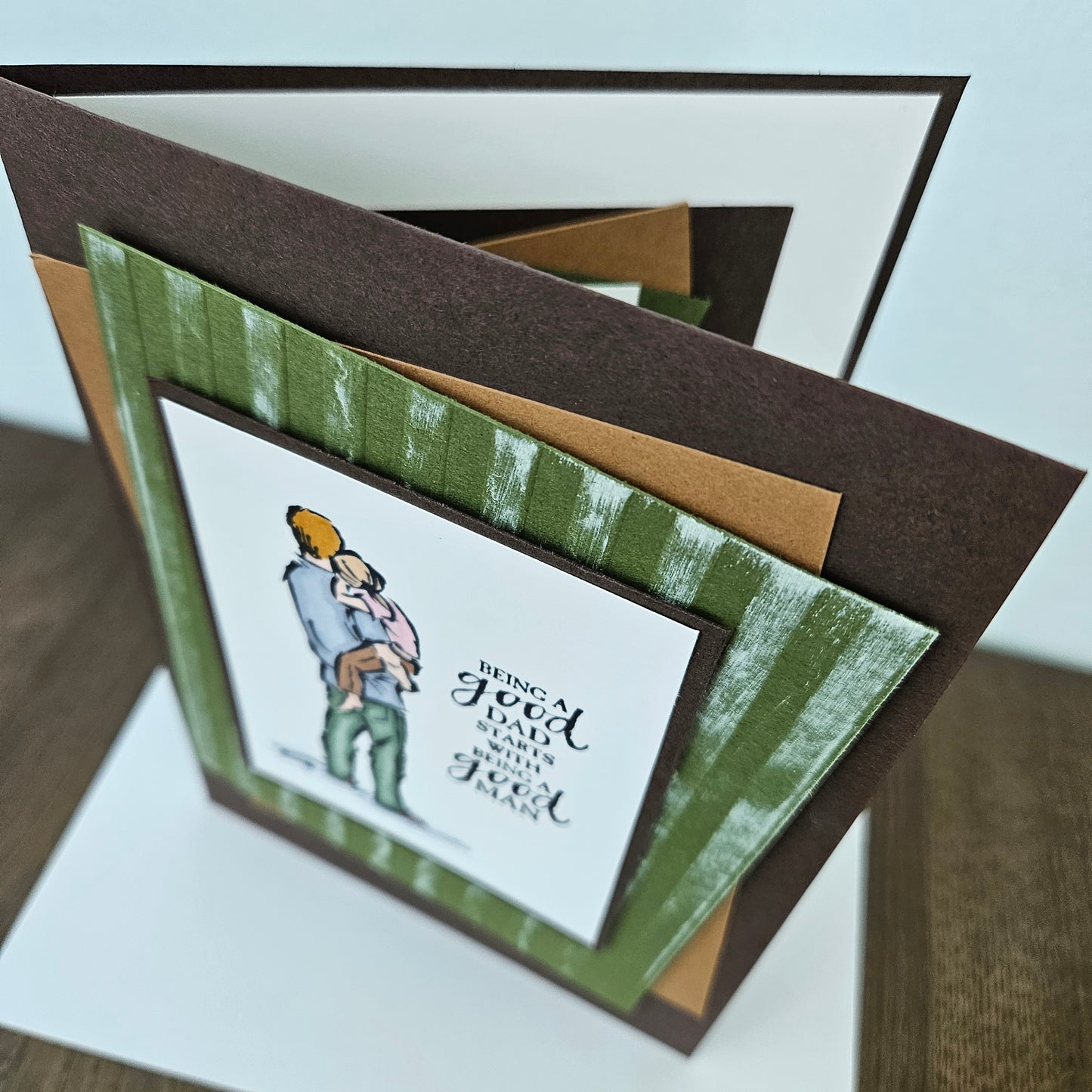 Handmade Birthday Card For Dad, Hand-Colored, Stamped Design, Custom Heartfelt Greeting Card, Personalized Gift For Him, Good Dad, Good Man
