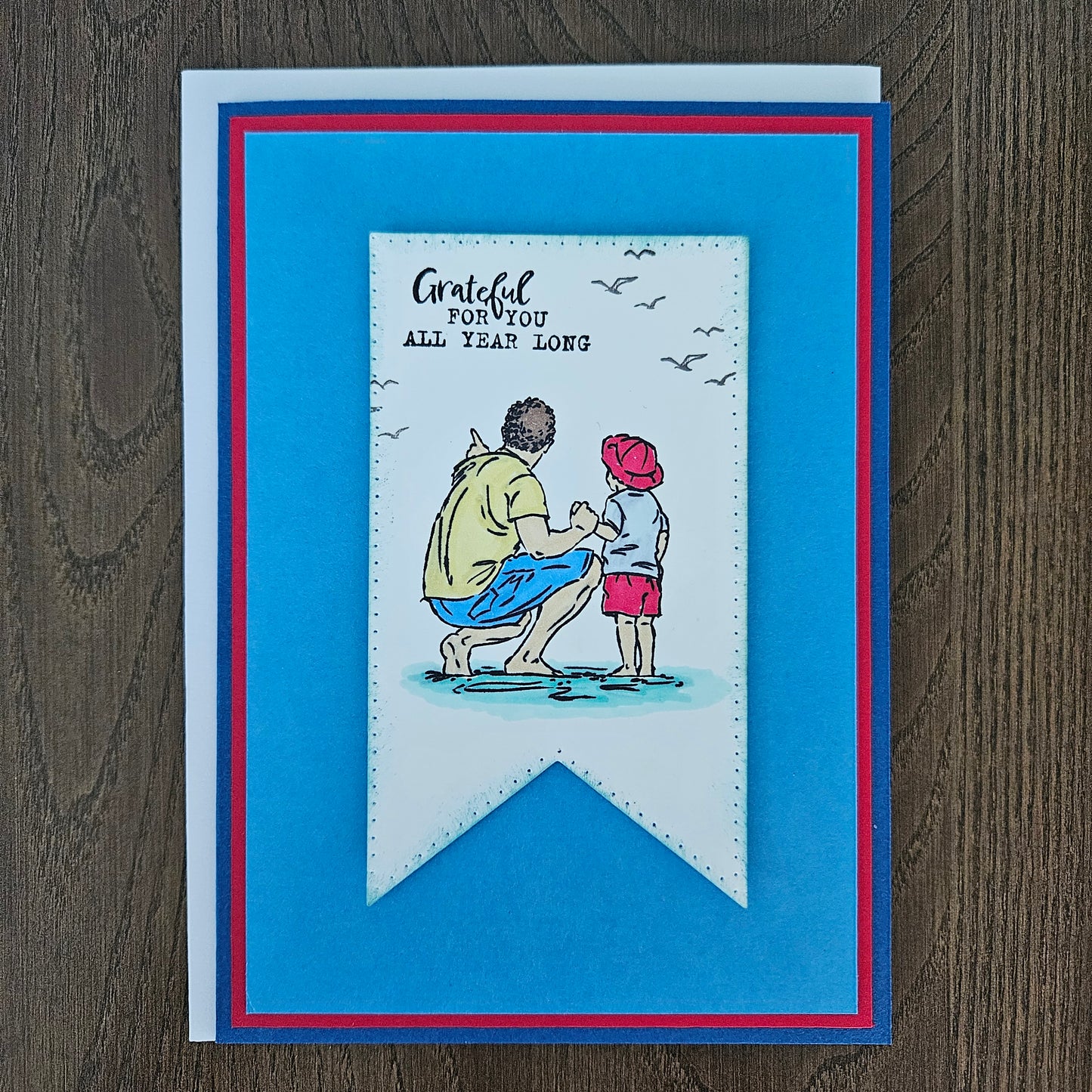 Handmade Father’s Day Card - Dad and Child, Grateful for You - Hand-Colored - Heartfelt Birthday Greeting Card - Personalized Gift For Him