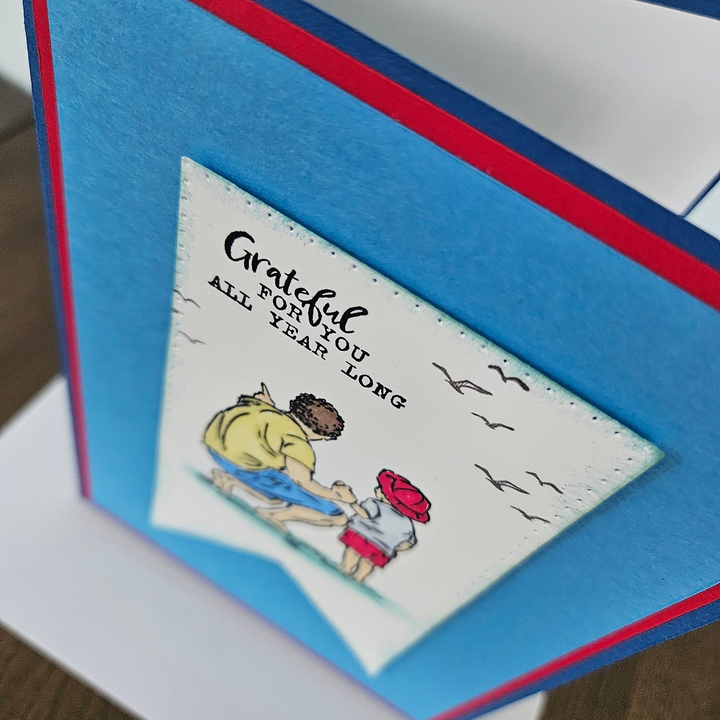 Handmade Father’s Day Card - Dad and Child, Grateful for You - Hand-Colored - Heartfelt Birthday Greeting Card - Personalized Gift For Him