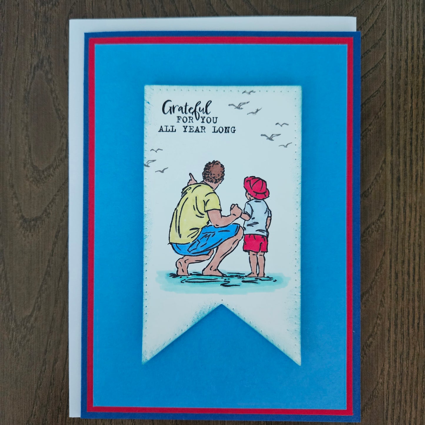 Handmade Father’s Day Card - Dad and Child, Grateful for You - Hand-Colored - Heartfelt Birthday Greeting Card - Personalized Gift For Him