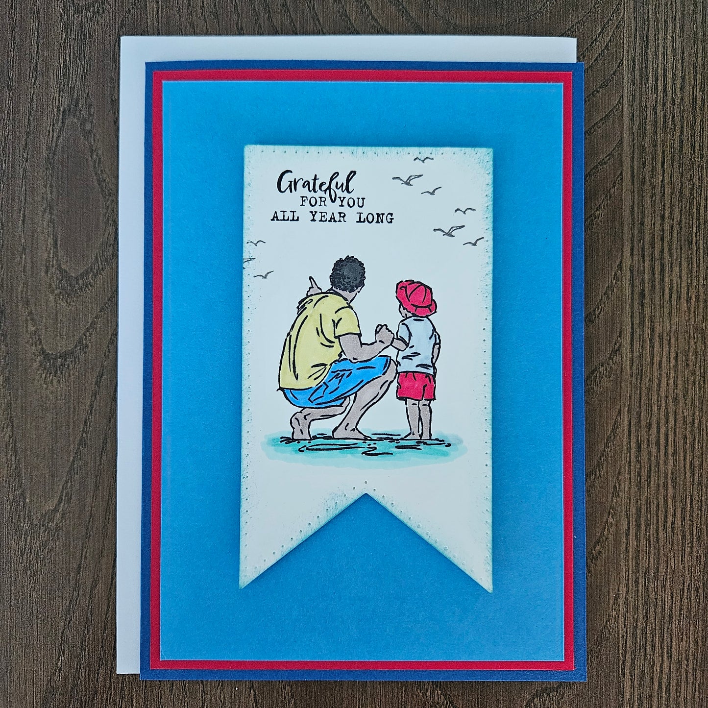 Handmade Father’s Day Card - Dad and Child, Grateful for You - Hand-Colored - Heartfelt Birthday Greeting Card - Personalized Gift For Him