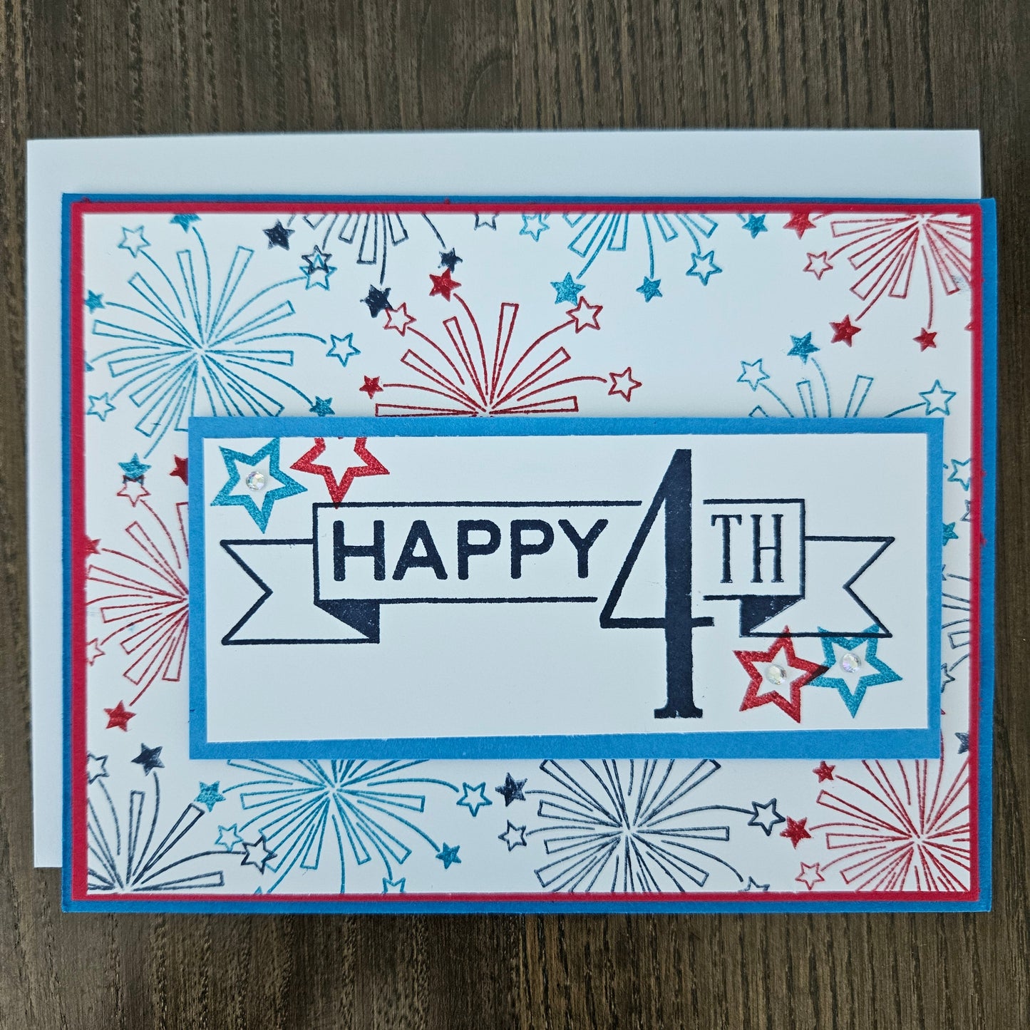 Handmade 4th of July Card, Patriotic Greeting Card, Happy 4th, Fireworks, Personalized Gift Tiddly Pom Cards
