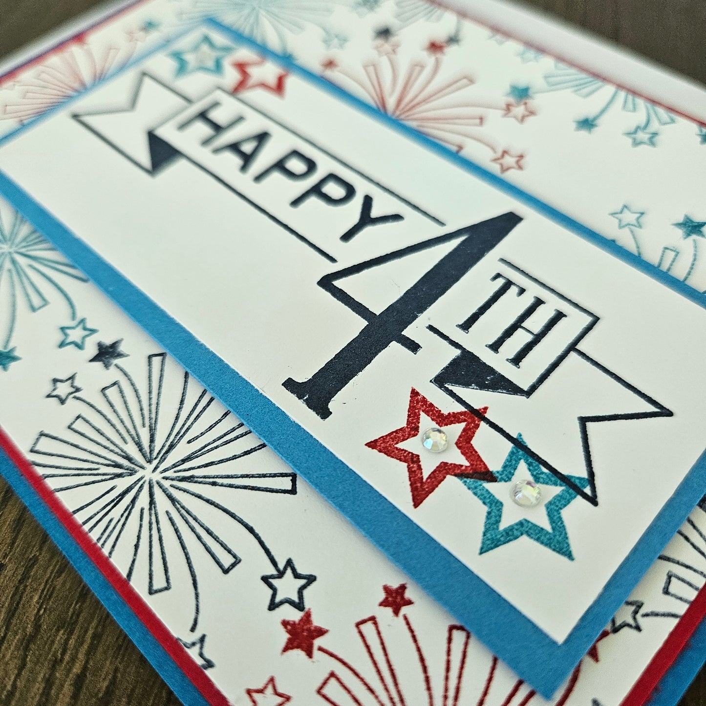 Handmade 4th of July Card, Patriotic Greeting Card, Happy 4th, Fireworks, Personalized Gift