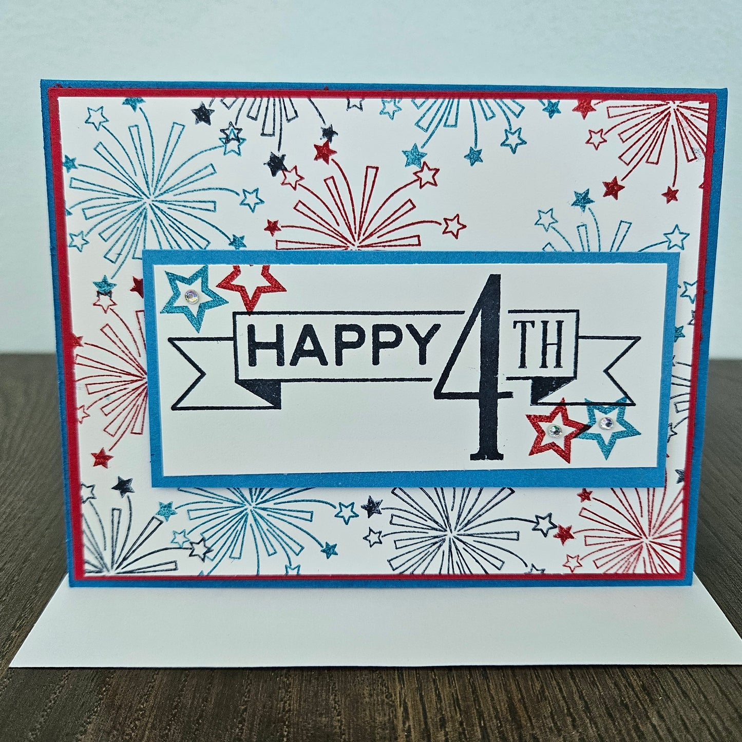 Handmade 4th of July Card, Patriotic Greeting Card, Happy 4th, Fireworks, Personalized Gift Tiddly Pom Cards