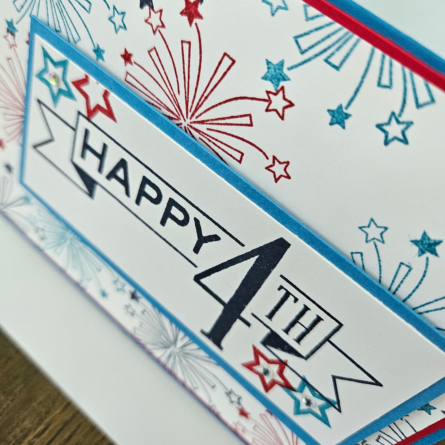 Handmade 4th of July Card, Patriotic Greeting Card, Happy 4th, Fireworks, Personalized Gift
