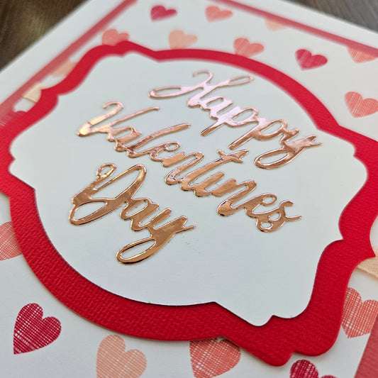 Handmade Valentine’s Day Card – Gold Happy Valentine’s Day, Die-Cut Design