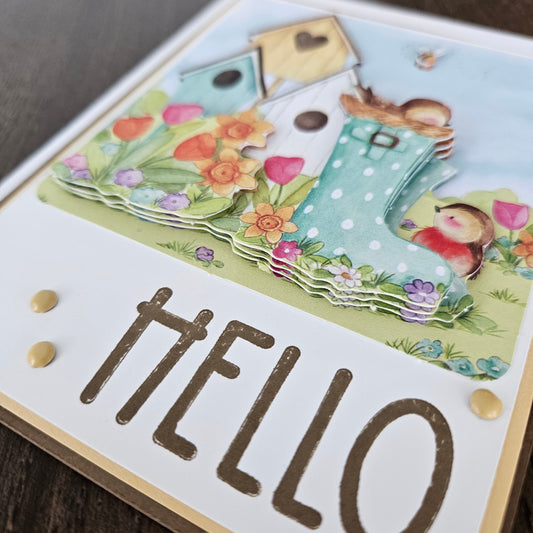 Handmade Just Because Card, Decoupage Friendship Greeting Card, Spring Birds Tiddly Pom Cards