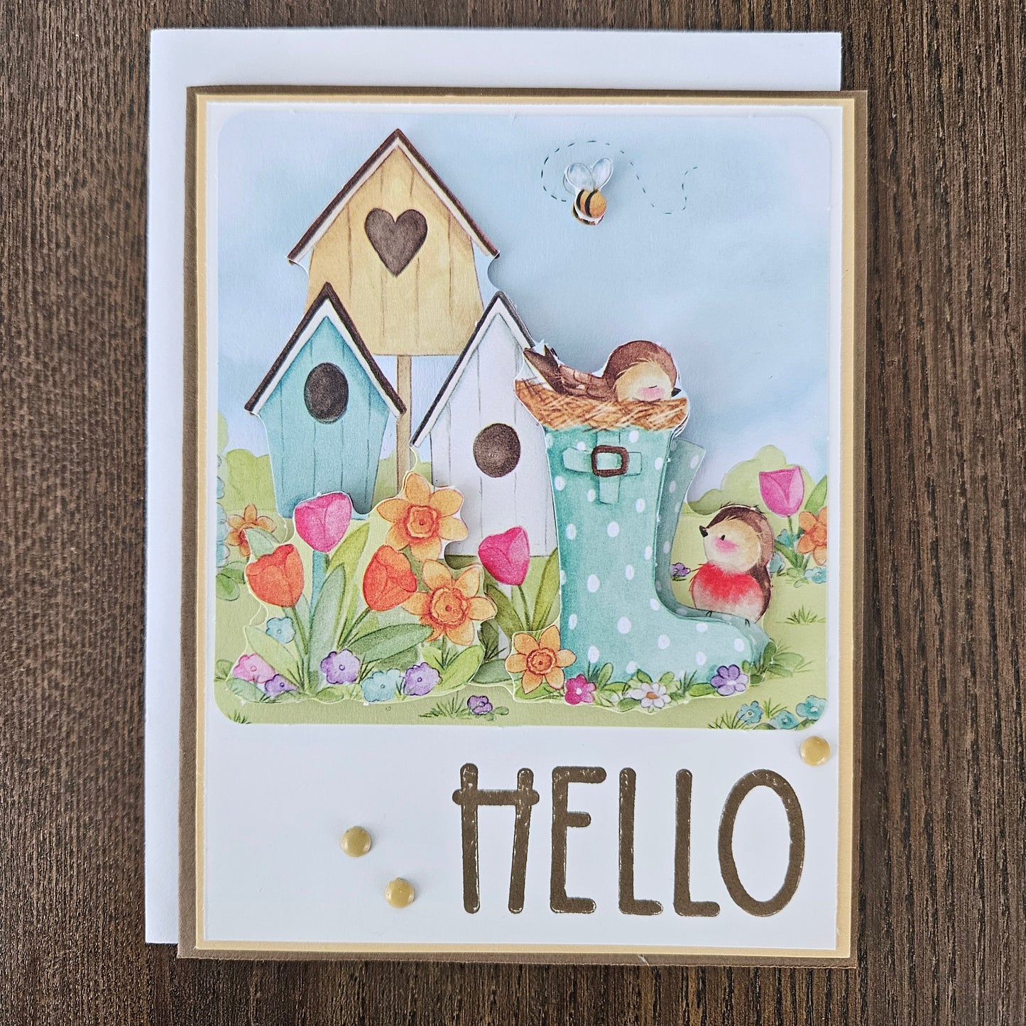 Handmade Just Because Card - Spring Birds, Decoupage Design