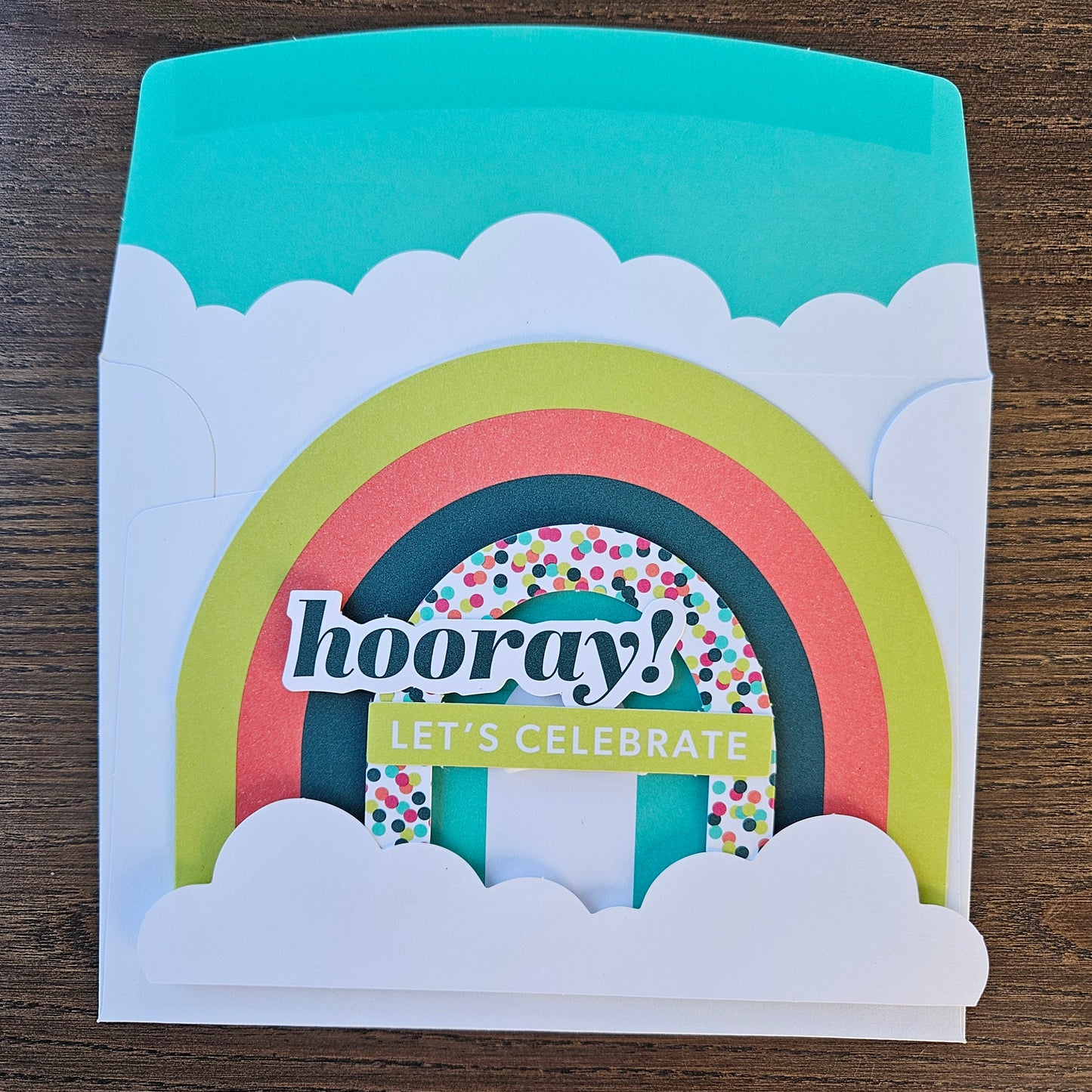 Handmade Birthday Cards, Colorful Stamped, Die-Cut Rainbow Greeting Cards, Assorted Layered 3 Card Set, Rainbow Celebration