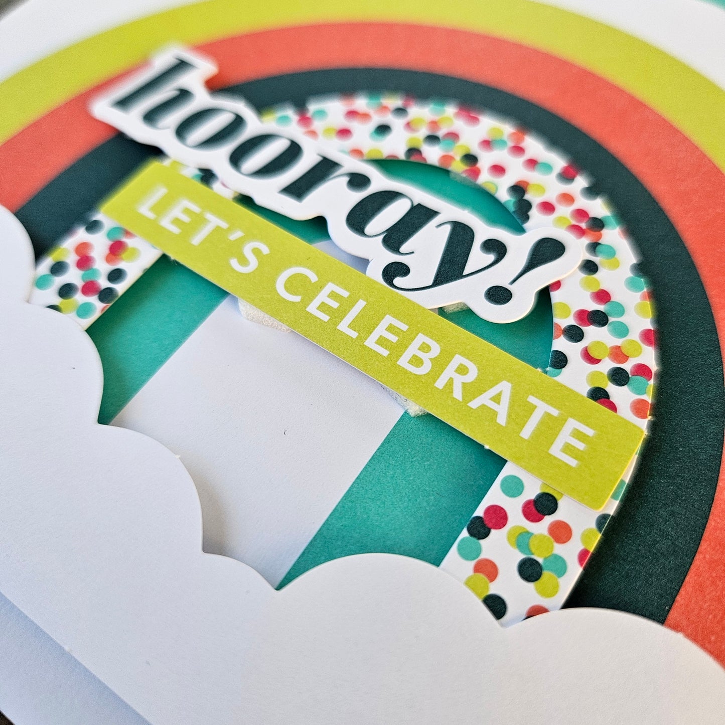 Handmade Birthday Cards, Colorful Stamped, Die-Cut Rainbow Greeting Cards, Assorted Layered 3 Card Set, Rainbow Celebration