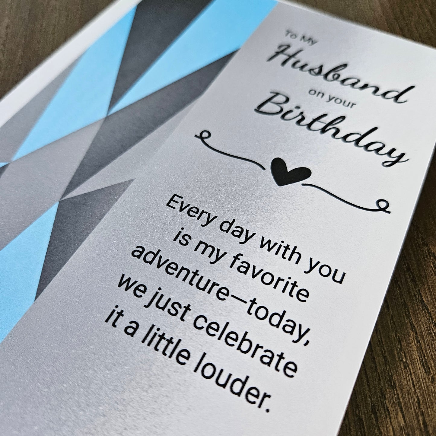 Birthday Card for Husband, Romantic Greeting Card for Him, Blue Heartfelt Message Masculine Card