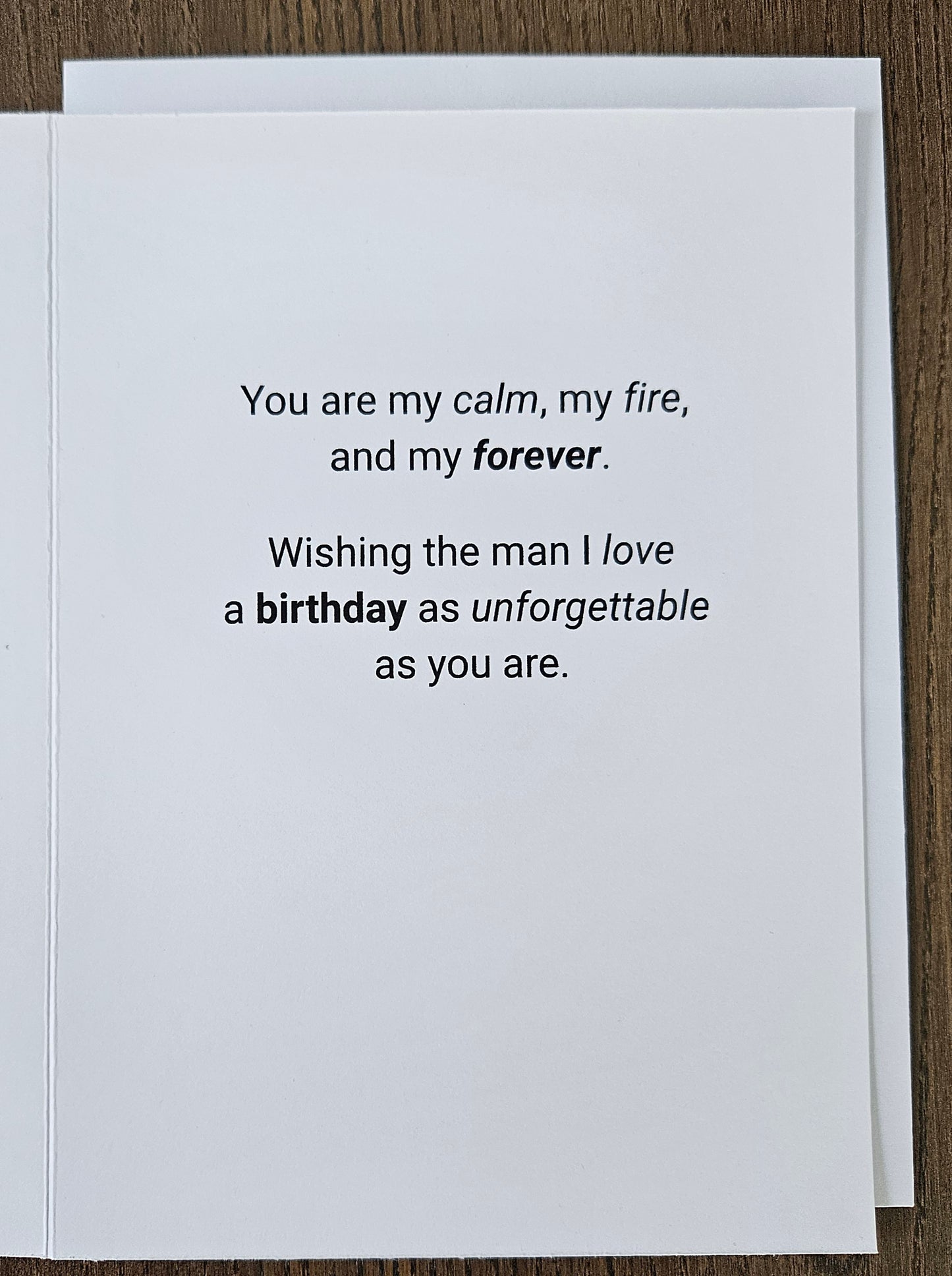 Birthday Card for Husband, Romantic Greeting Card for Him, Blue Heartfelt Message Masculine Card