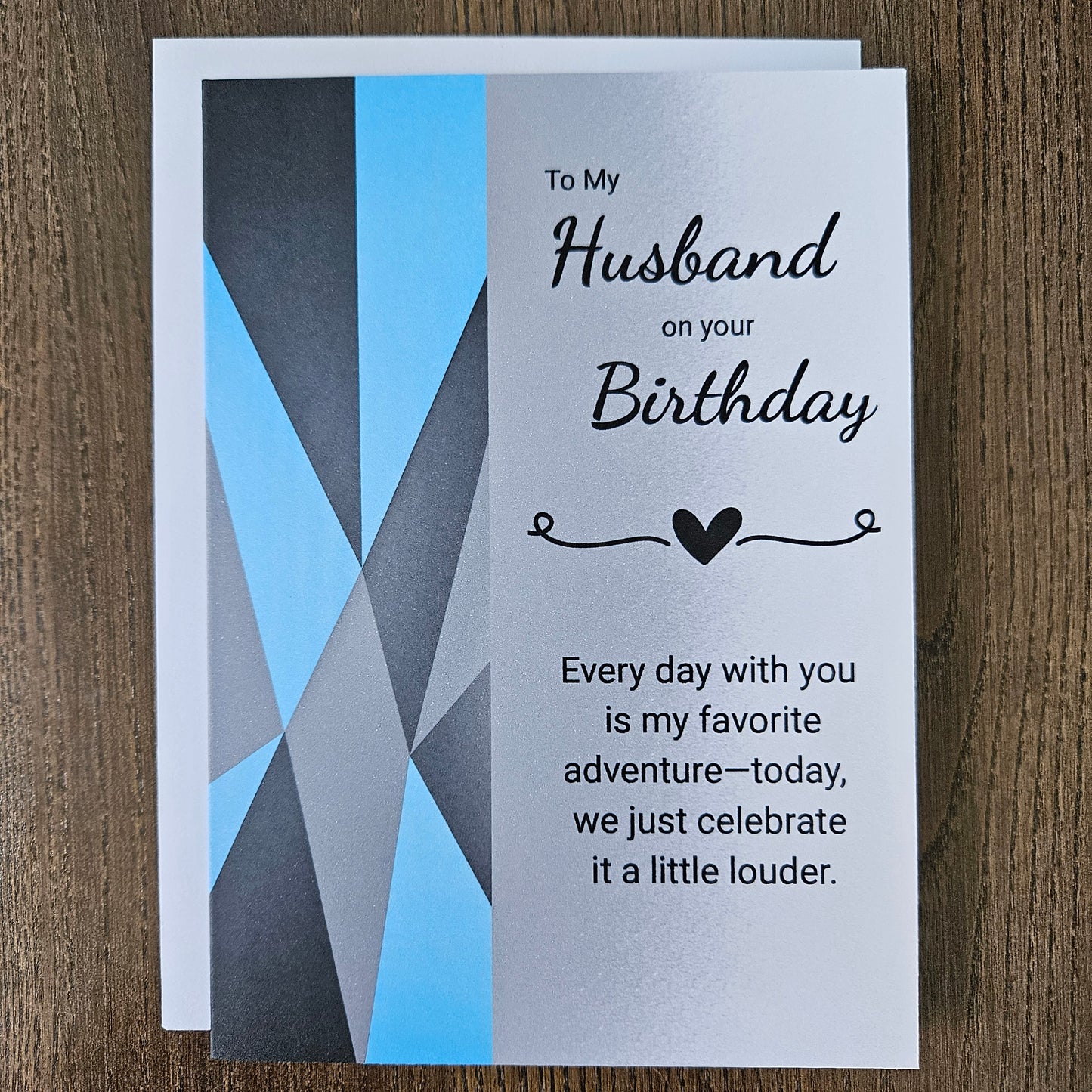 Birthday Card for Husband, Romantic Greeting Card for Him, Blue Heartfelt Message Masculine Card