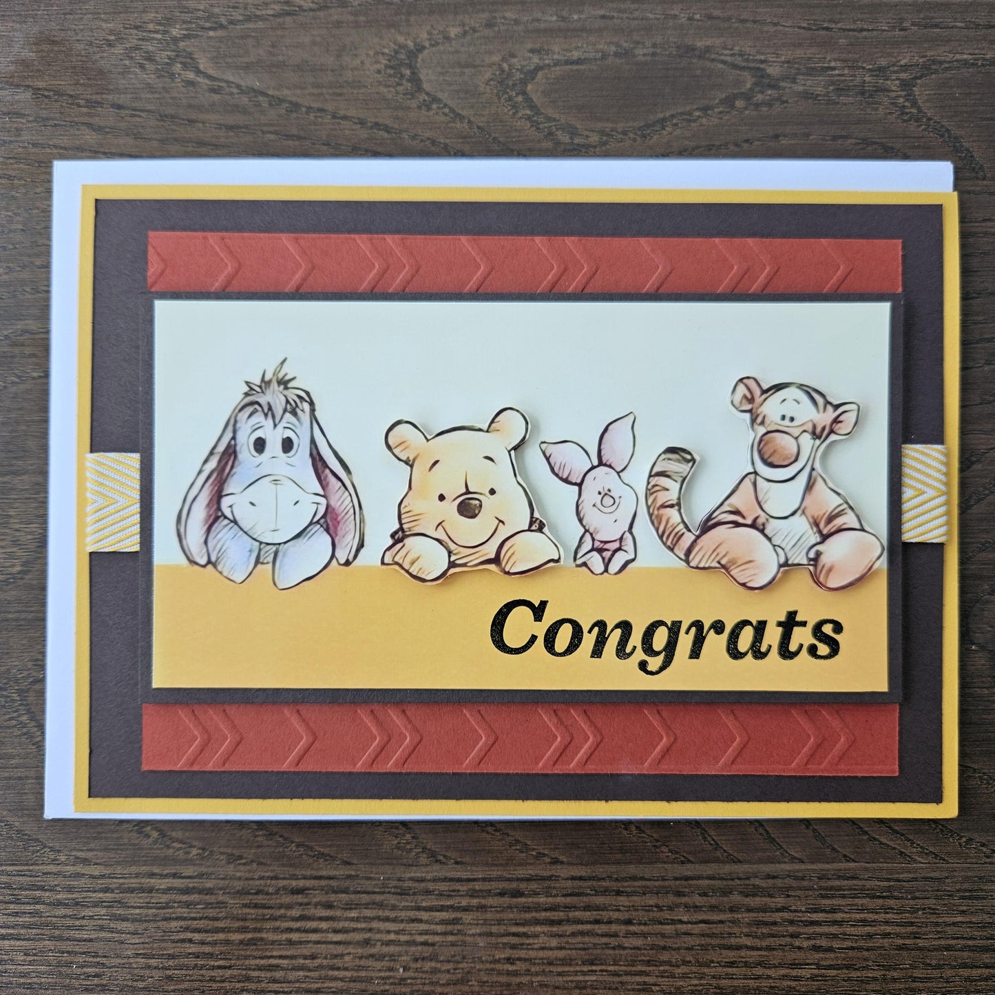 Handmade Winnie The Pooh & Friends Card, 3D Decoupage Design, Congratulations Personalized Card, Custom Birthday Card