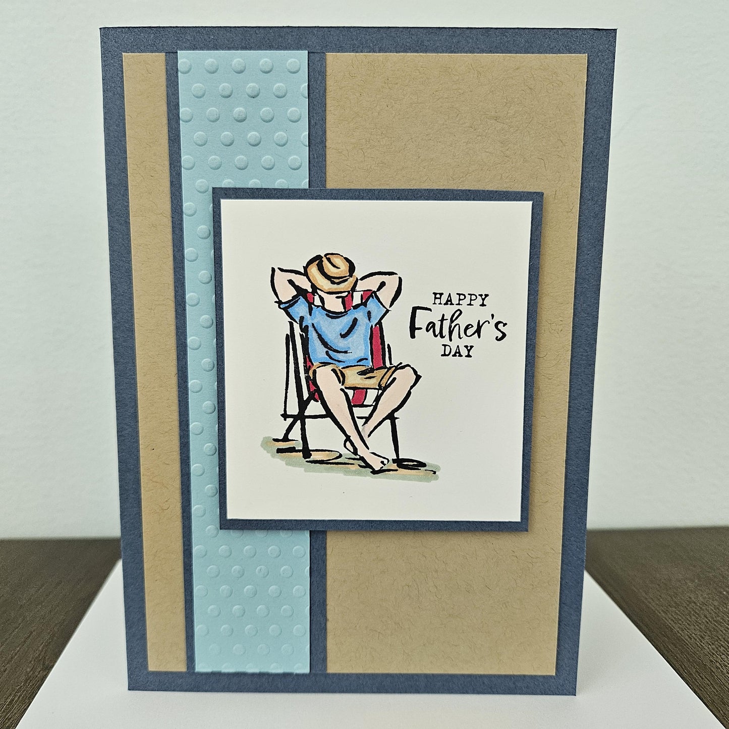 Handmade Father’s Day Card – Relaxed Dad in Chair – 5x7 Hand Colored, Stamped – Custom Birthday Greeting Card – Personalized Gift For Him
