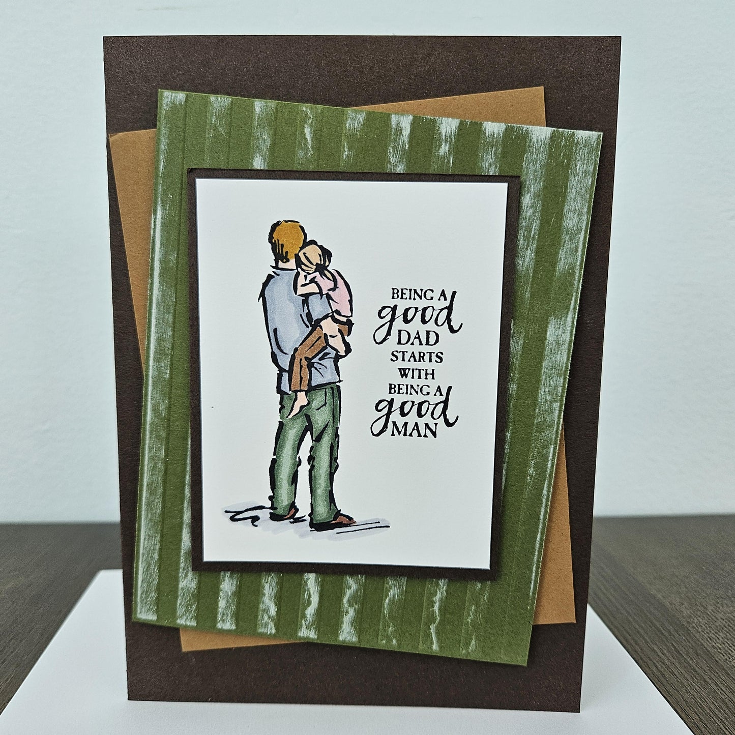 Handmade Birthday Card For Dad, Hand-Colored Personalized Heartfelt Greeting Card Gift For Him, Good Dad, Good Man Tiddly Pom Cards