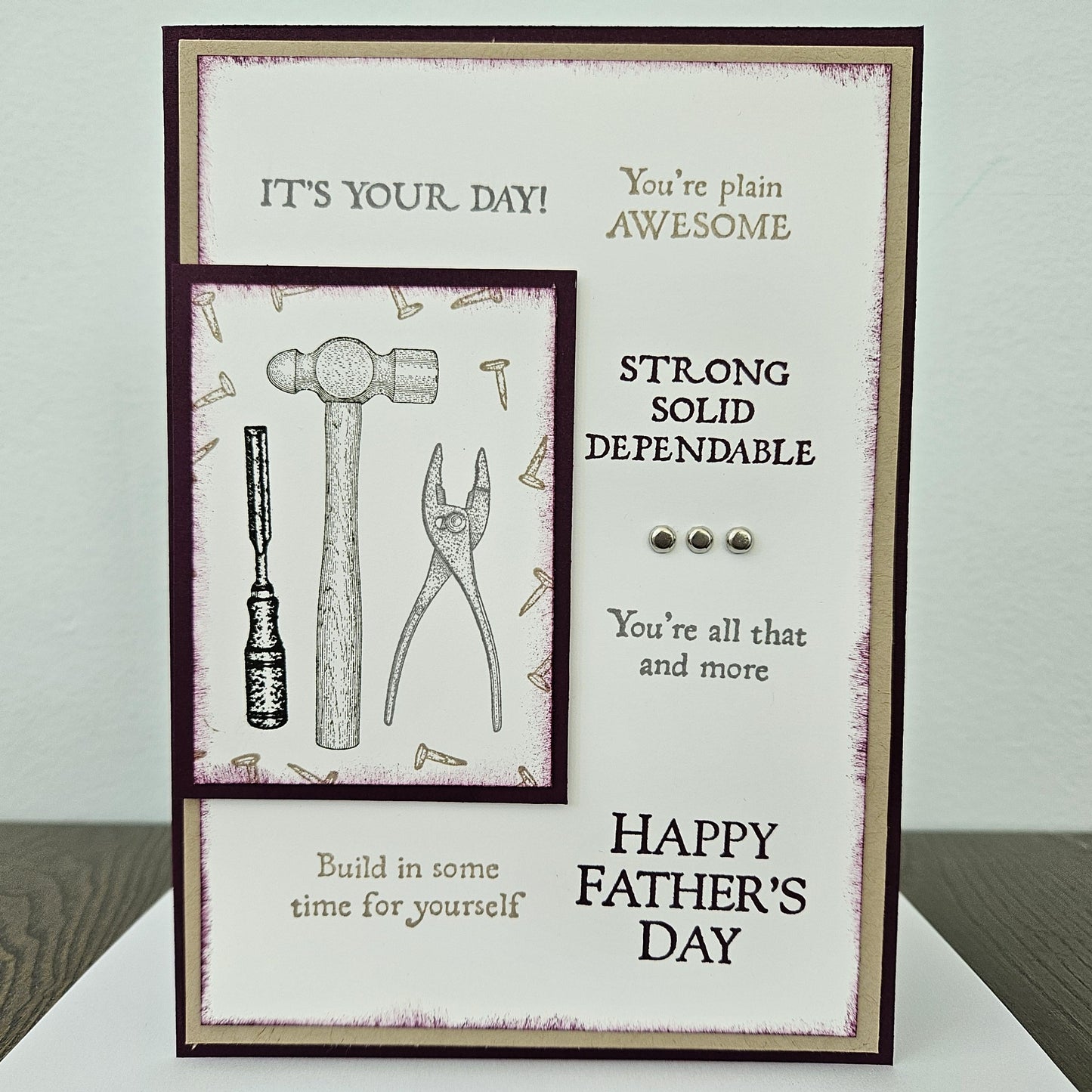 Handmade Father’s Day Card, Personalized Greeting Card, Heartfelt Tool Theme Card For Dad, Step Dad, Bonus Dad Tiddly Pom Cards