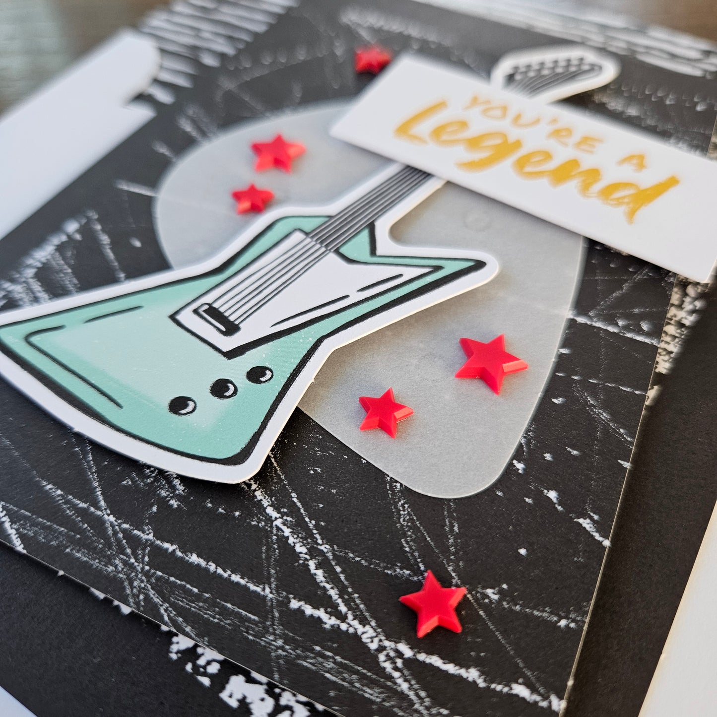 Handmade Birthday Card – 3D Guitar, Layered Design - You’re a Legend – Custom Greeting Card - Personalized Gift for Music Lovers, Rock Band