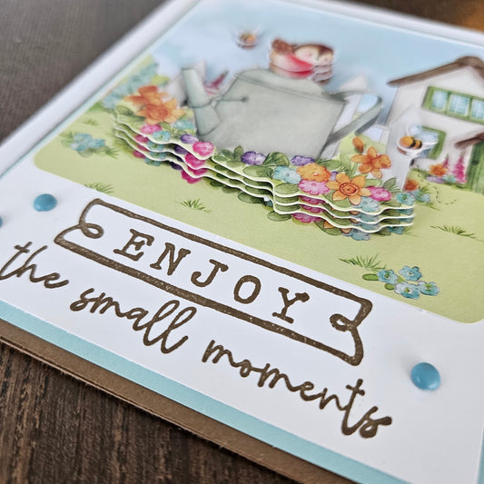 Handmade Just Because Card, Decoupage Friendship Greeting Card, Enjoy the Small Moments Tiddly Pom Cards