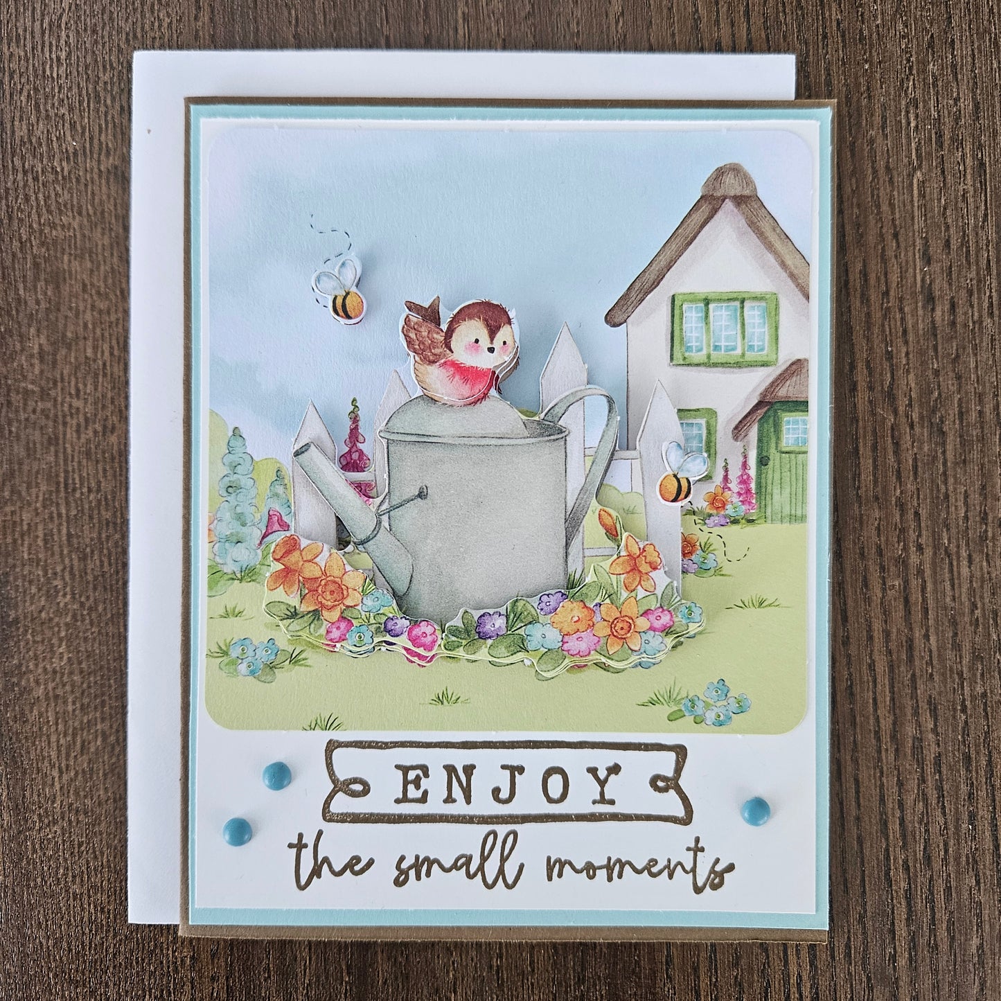 Handmade Inspirational Card - Enjoy the Small Moments, Decoupage Design