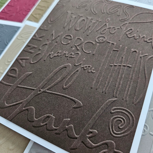 Embossed Thank You Note Cards, Handmade Neutral Color Stationery, Set of 10