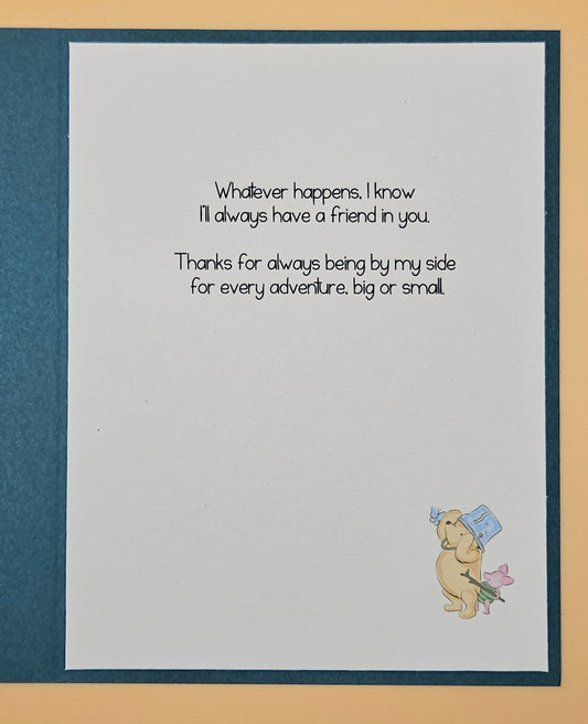 Winnie the Pooh Card, Handmade Layered Friendship Greeting Card, Heartfelt Piglet & Pooh Quote Keepsake