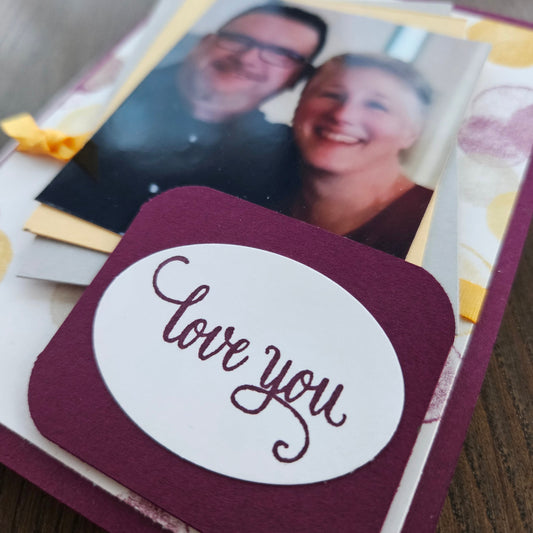 Personalized Handmade Photo Card, Custom Love Greeting Card, Keepsake Card for Couples Tiddly Pom Cards