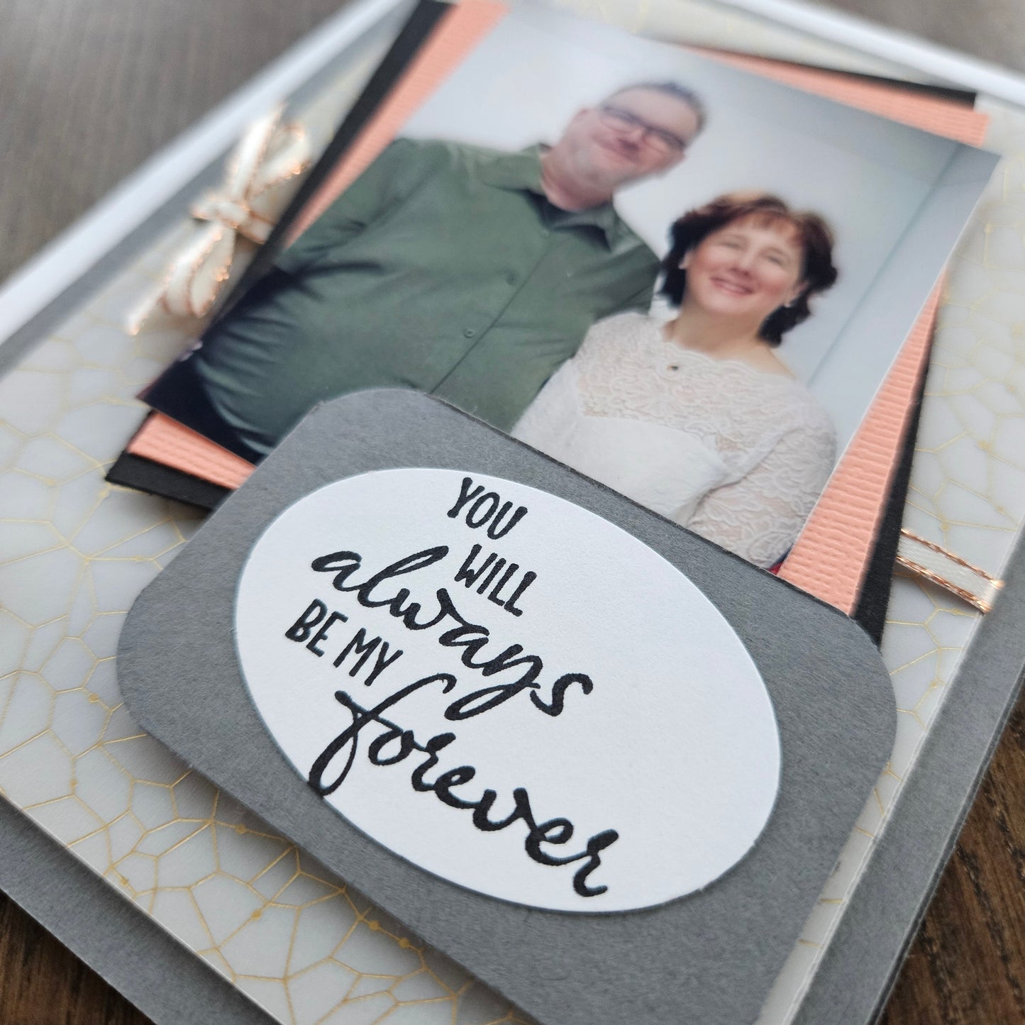Personalized Handmade Photo Card, Custom Love Greeting Card, Keepsake Card for Couples Tiddly Pom Cards