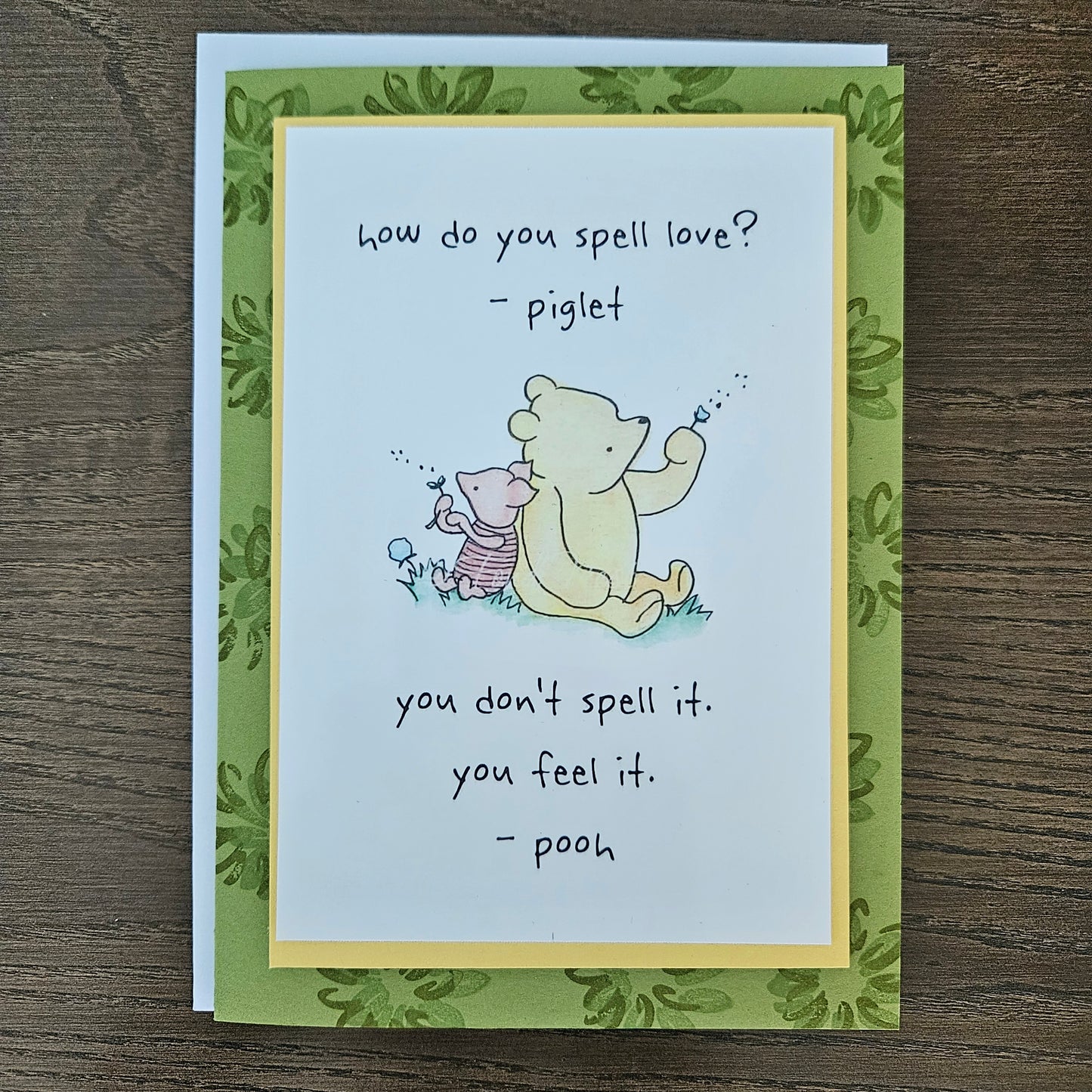 Winnie the Pooh Card, Handmade Greeting Card, Personalized Gift For Friend, Heartfelt Birthday Card, Just Because, Piglet’s Love Quote Card