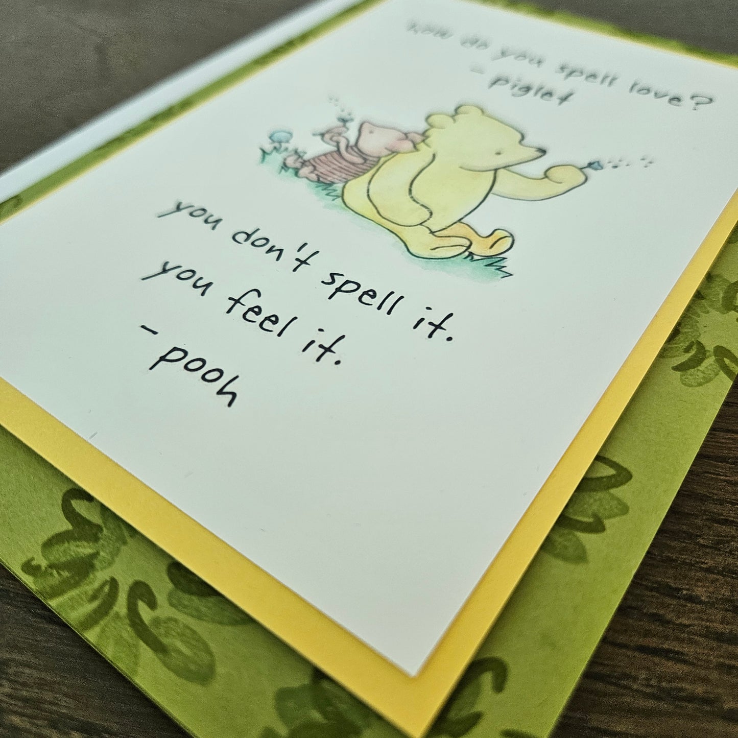 Winnie the Pooh Card, Handmade Greeting Card, Personalized Gift For Friend, Heartfelt Birthday Card, Just Because, Piglet’s Love Quote Card