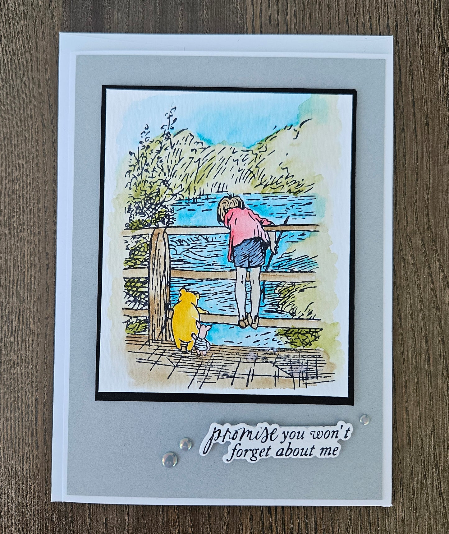 Handmade Winnie the Pooh & Christopher Robin Friendship Card, Thank You Card For Friend, Hand-colored, Watercolor Greeting Card, Classic Winnie The Pooh Quote