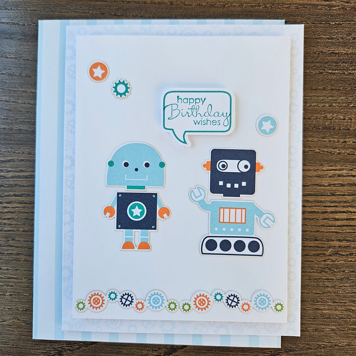 Handmade Birthday Card for Kids - Robot Birthday Wishes, Decoupage Design