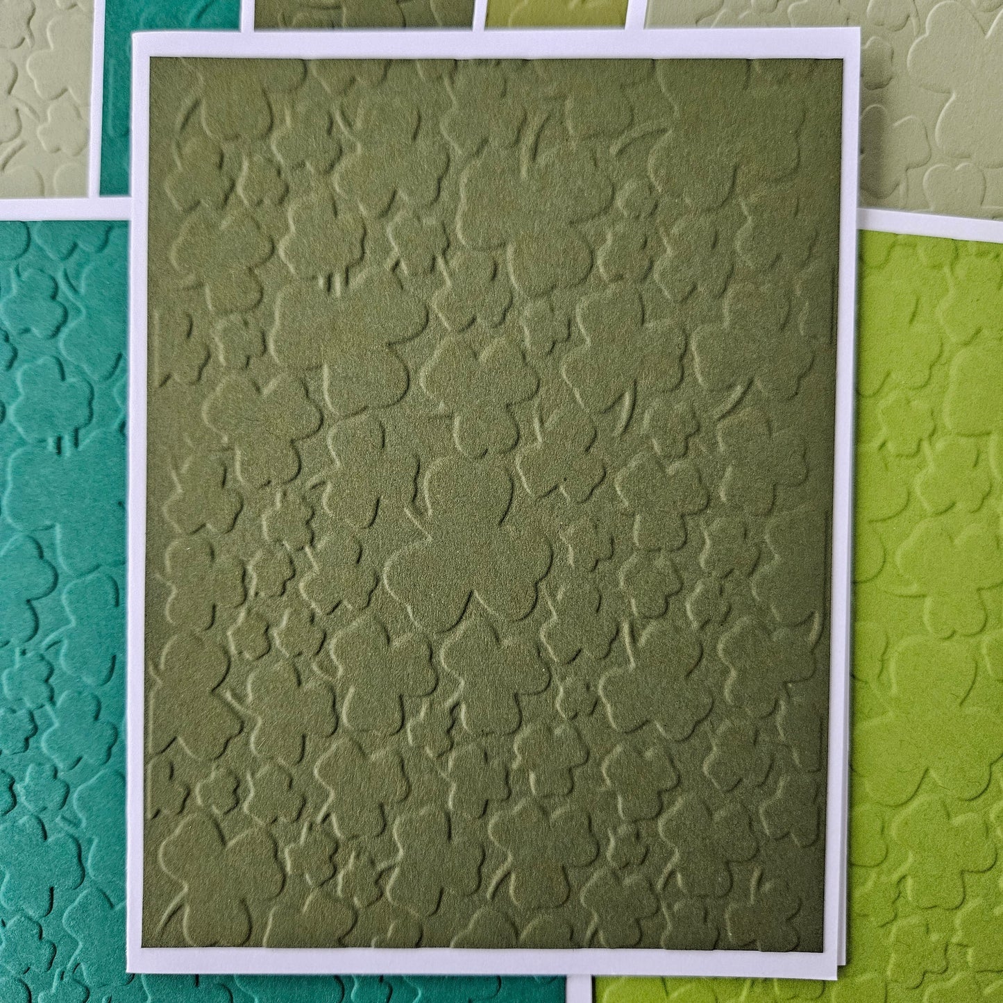 Embossed Thank You Note Cards, Handmade St. Patrick’s Day Stationery, Set of 10 Tiddly Pom Cards