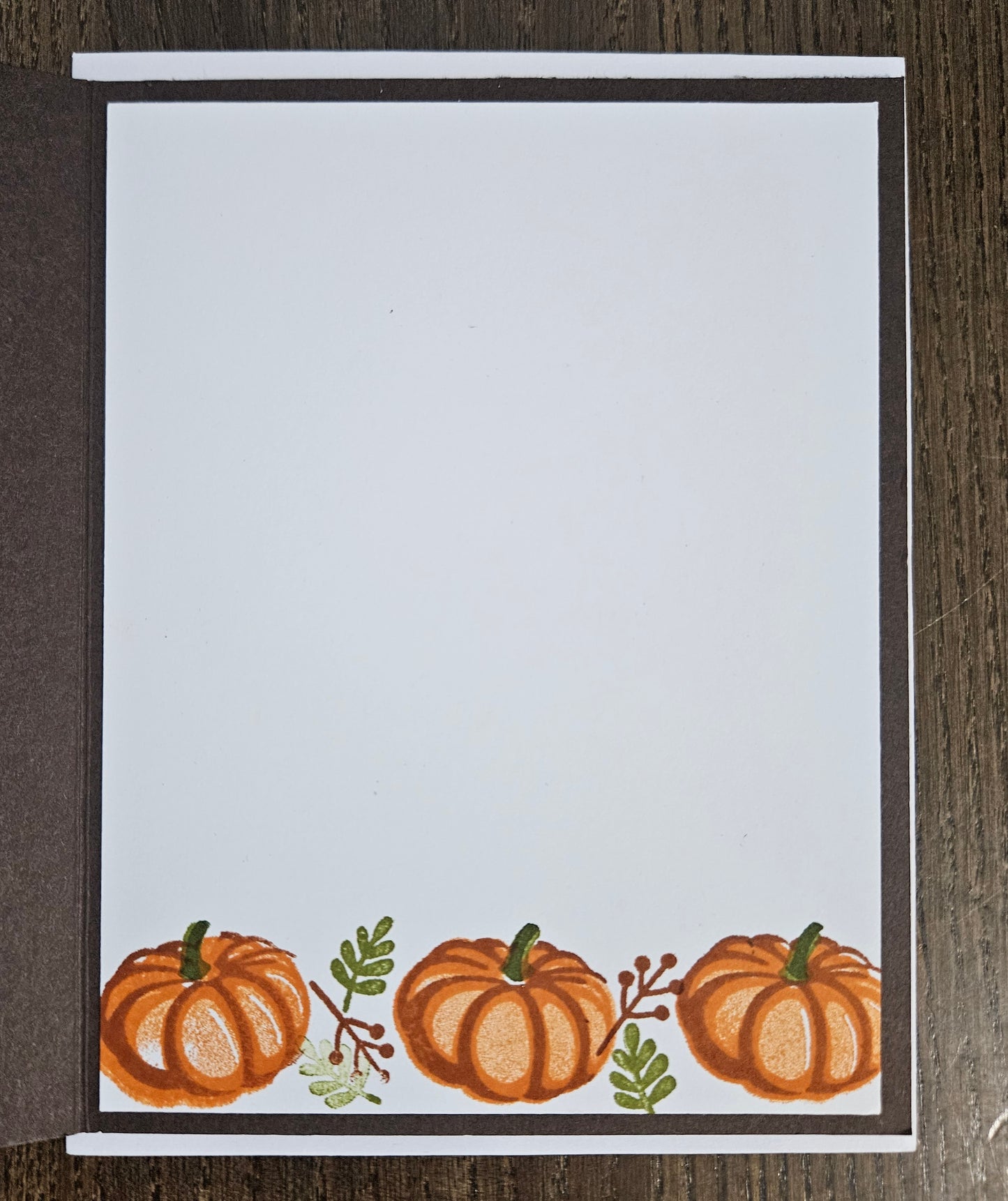 Handmade Thanksgiving Card, Friendship Greeting Card with Embossed Pumpkins, Autumn Leaves & Orange Layered Design