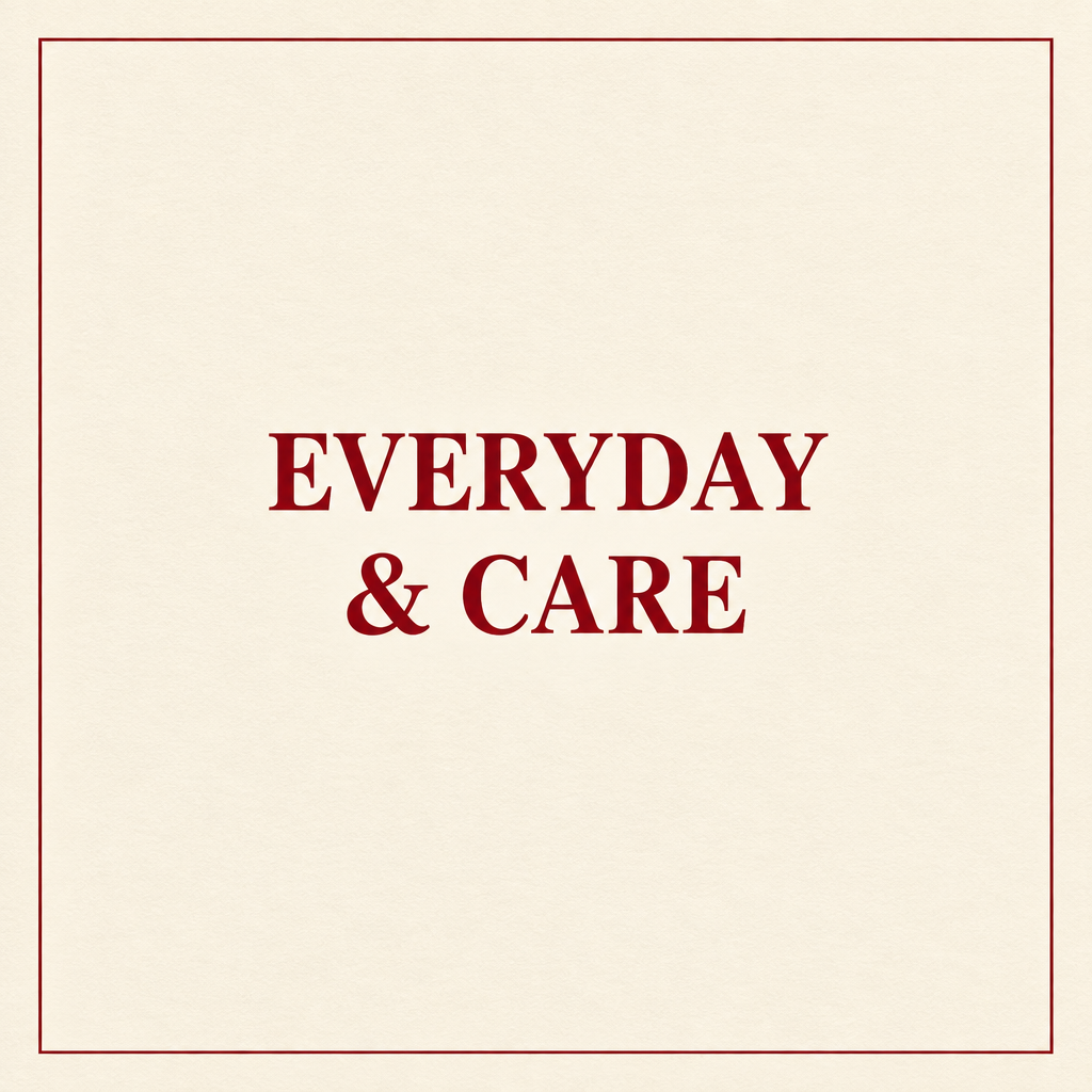 Cream-and-burgundy Everyday & Care cover preview