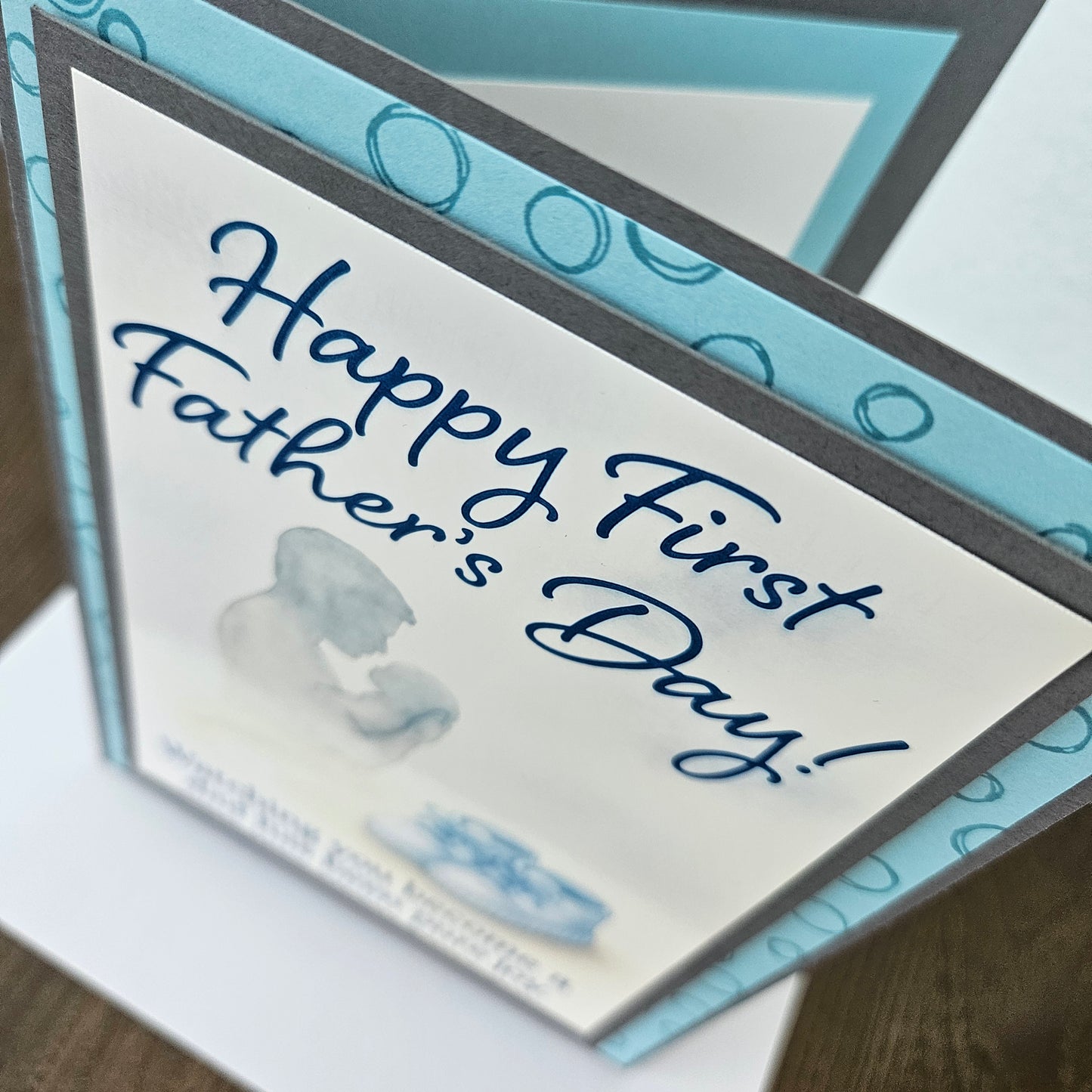 First Father’s Day Card, Handmade Heartfelt Greeting Card For New Dad, Baby Son, Blue Booties