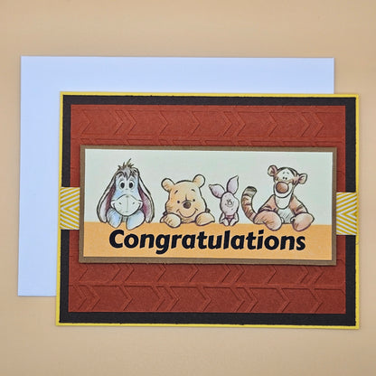 Handmade Winnie The Pooh & Friends Card, Personalized Card For Birthdays, Congratulations, Thinking of You, Best Friends Forever