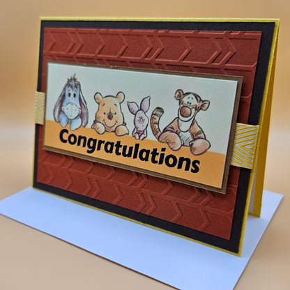 Handmade Winnie The Pooh & Friends Card, Personalized Card For Birthdays, Congratulations, Thinking of You, Best Friends Forever